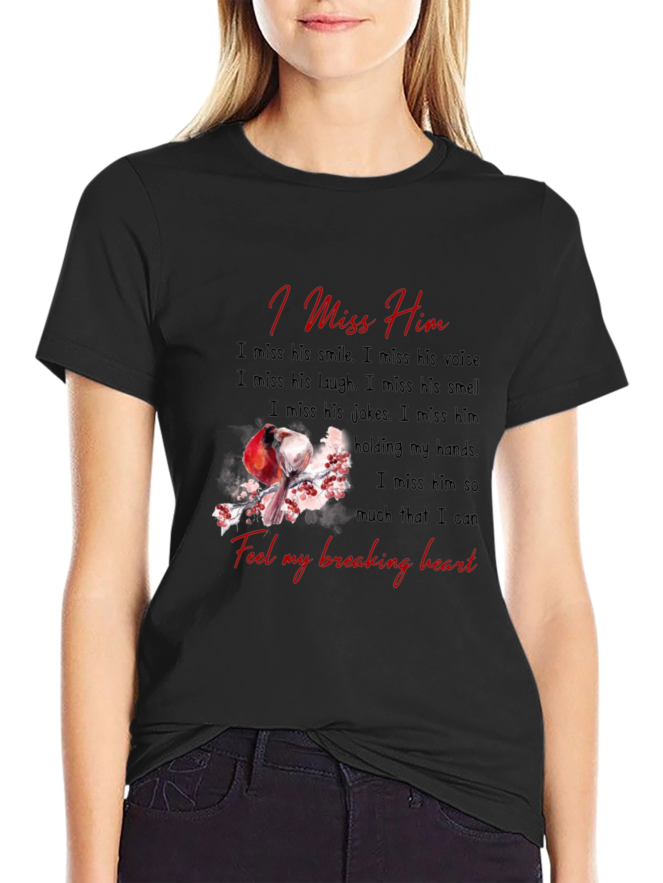 I Miss Him T-Shirt - Memorial Bird Design