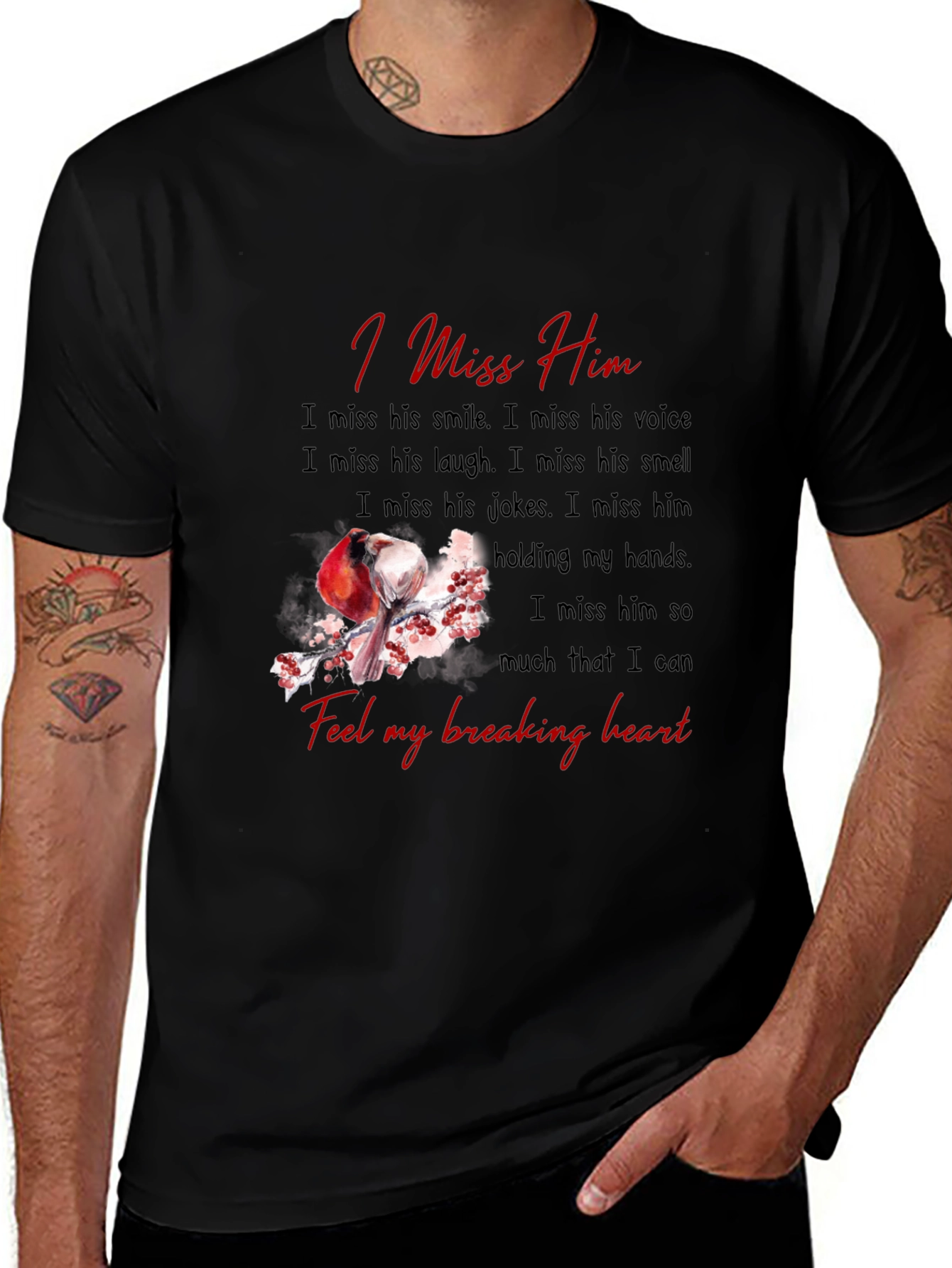 I Miss Him T-Shirt - Memorial Bird Design