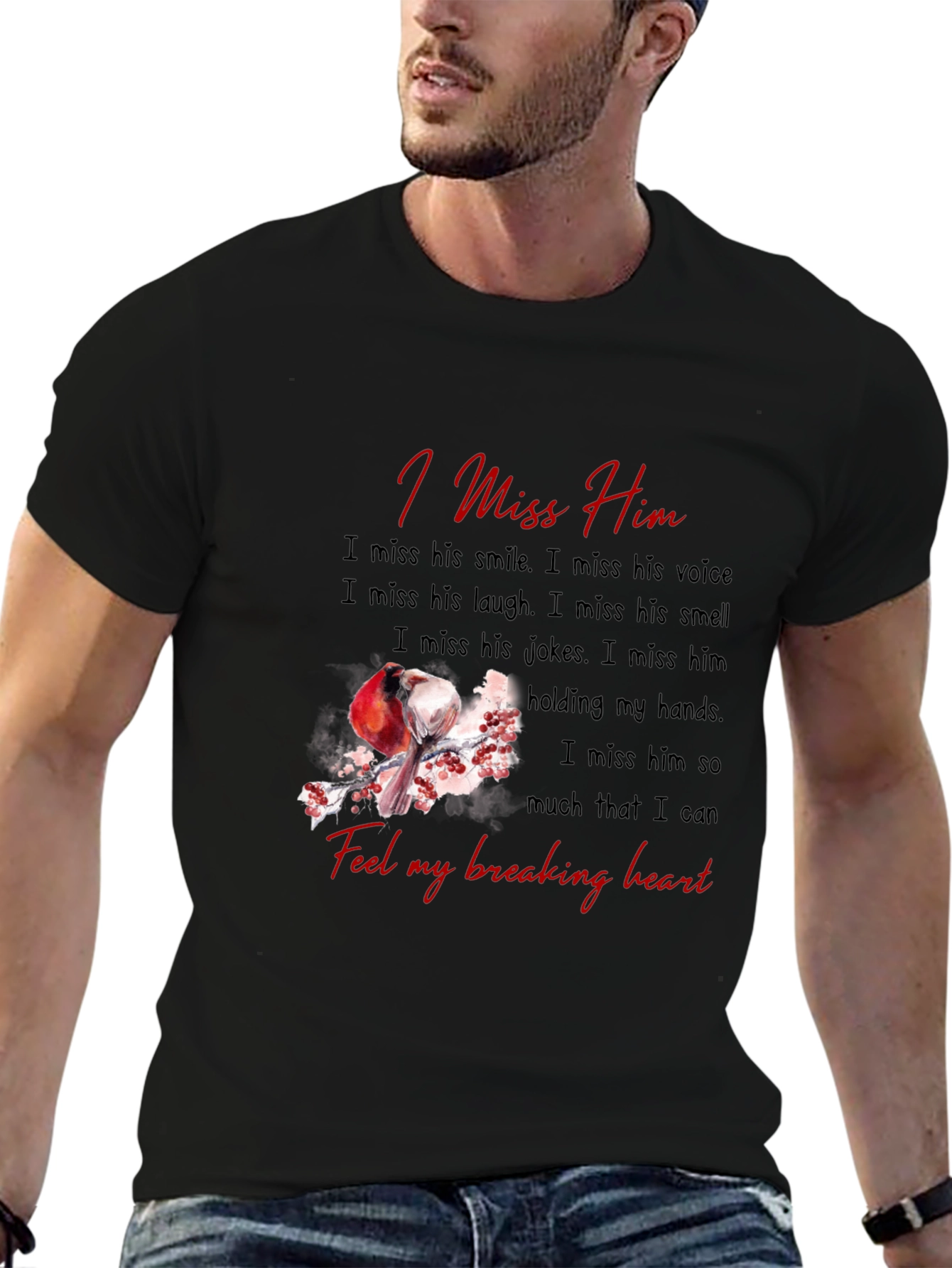 I Miss Him T-Shirt - Memorial Bird Design
