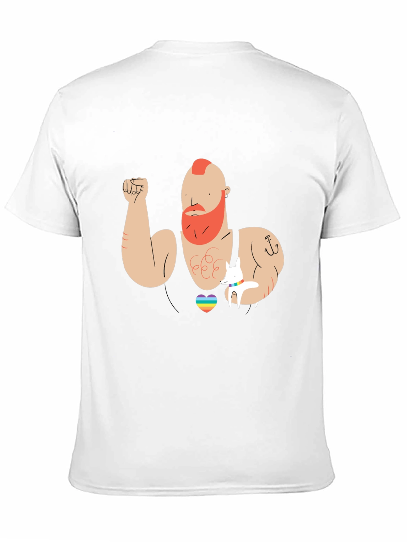 Rainbow Heart Muscle Man Graphic T-Shirt