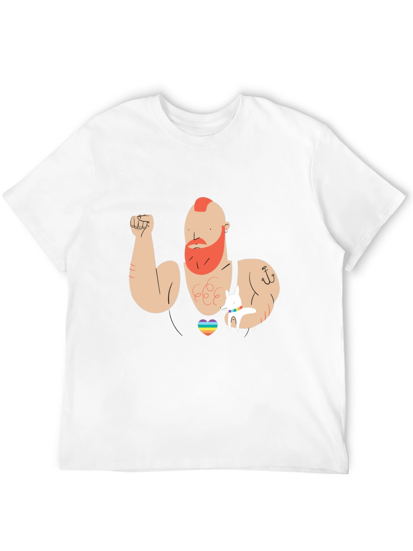 Rainbow Heart Muscle Man Graphic T-Shirt