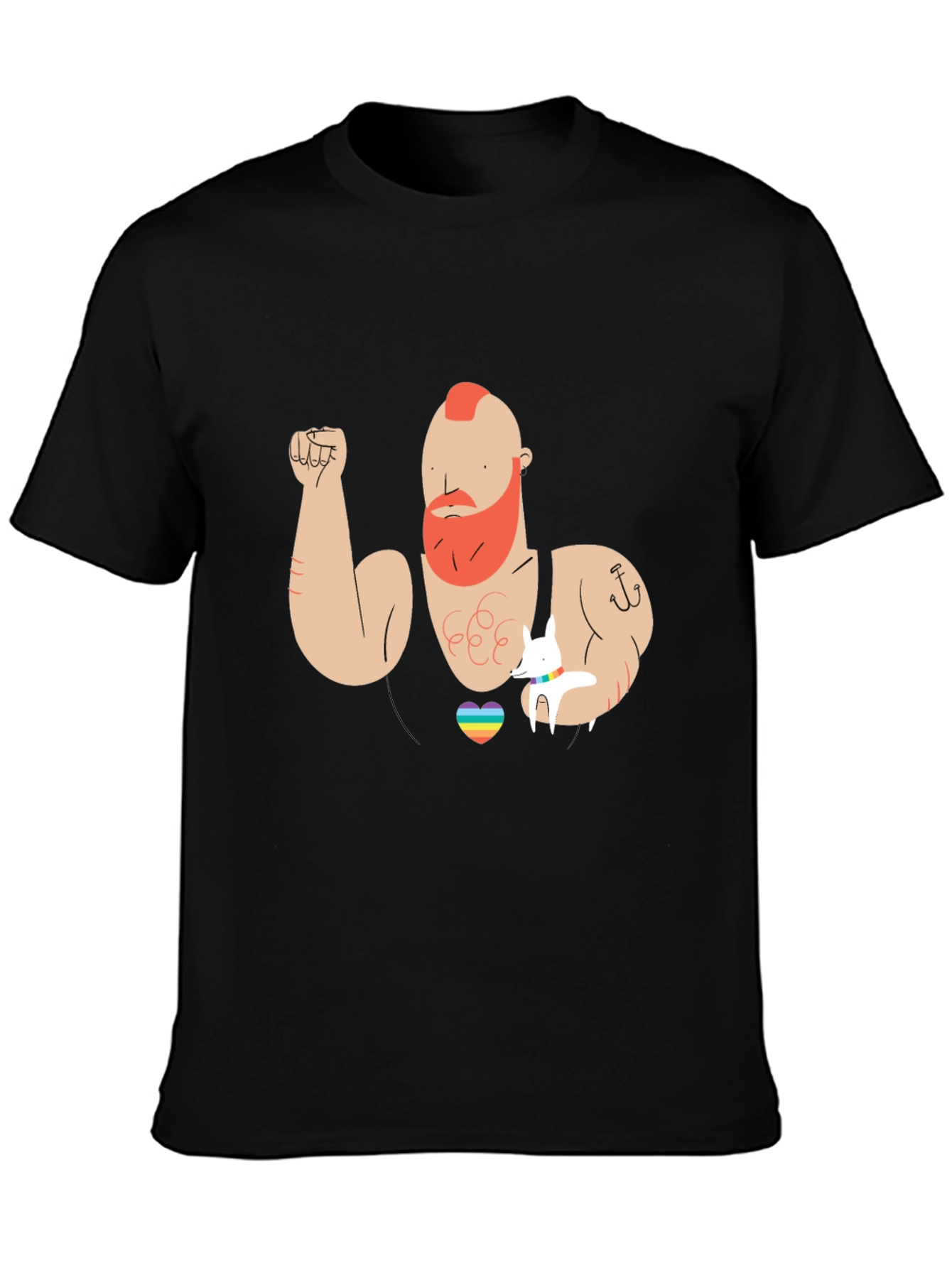Rainbow Heart Muscle Man Graphic T-Shirt