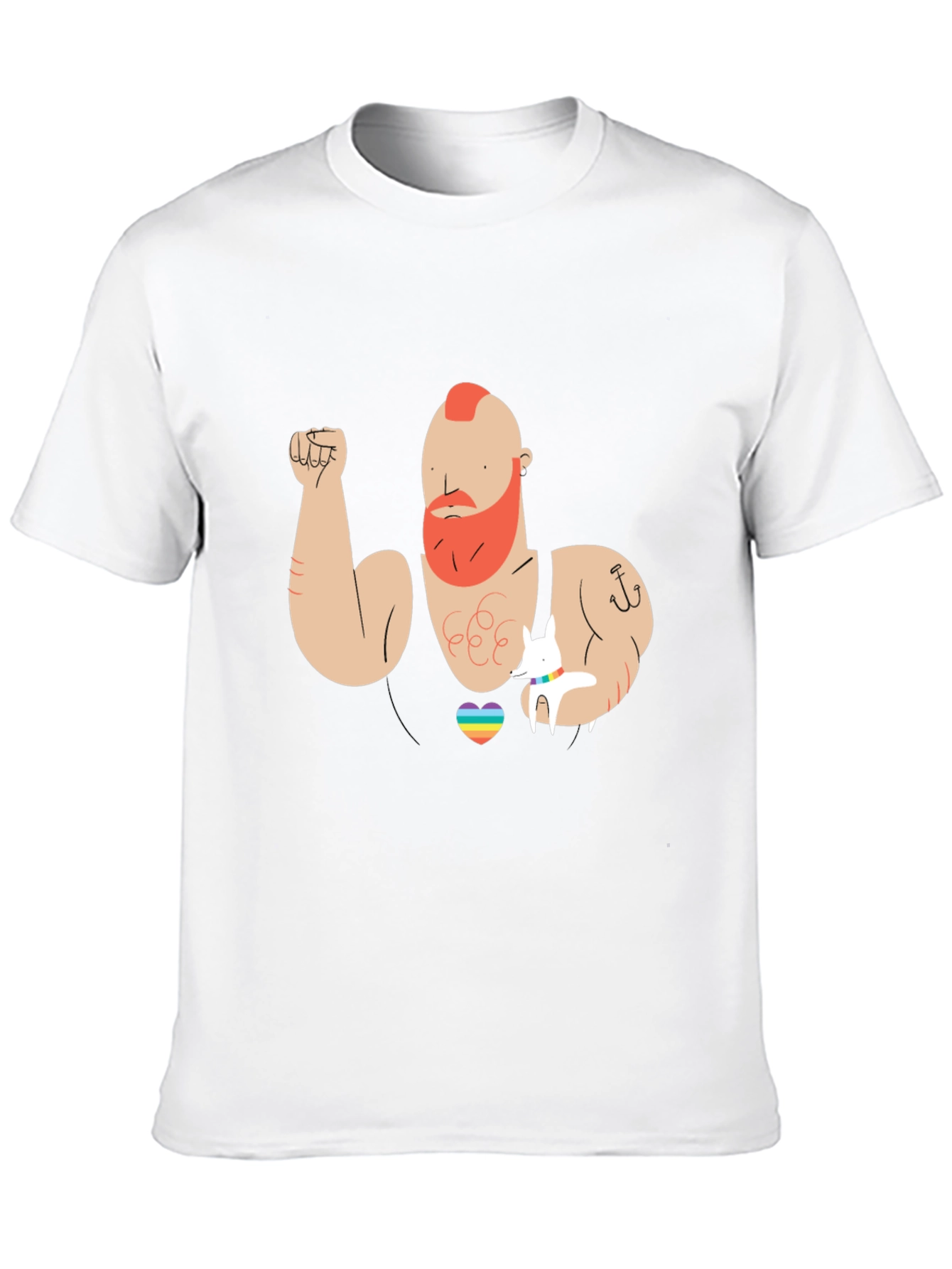Rainbow Heart Muscle Man Graphic T-Shirt
