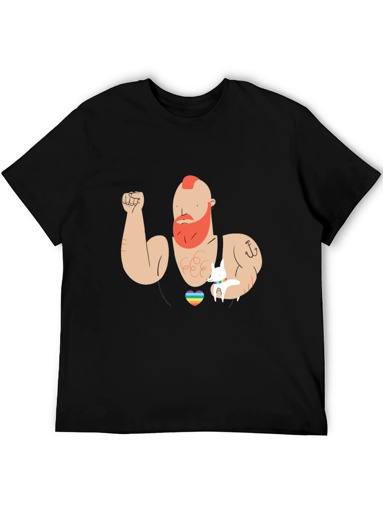 Rainbow Heart Muscle Man Graphic T-Shirt