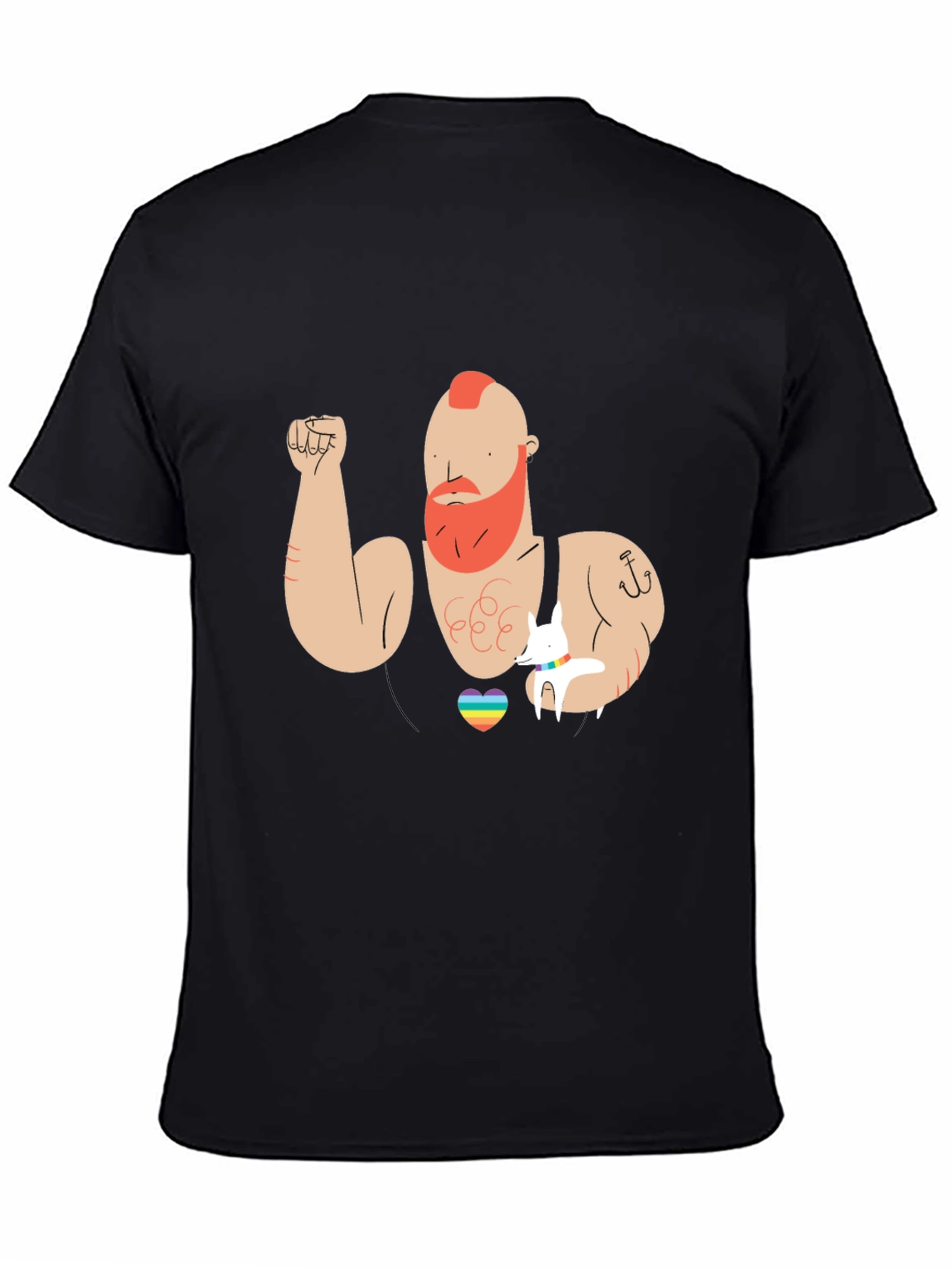 Rainbow Heart Muscle Man Graphic T-Shirt