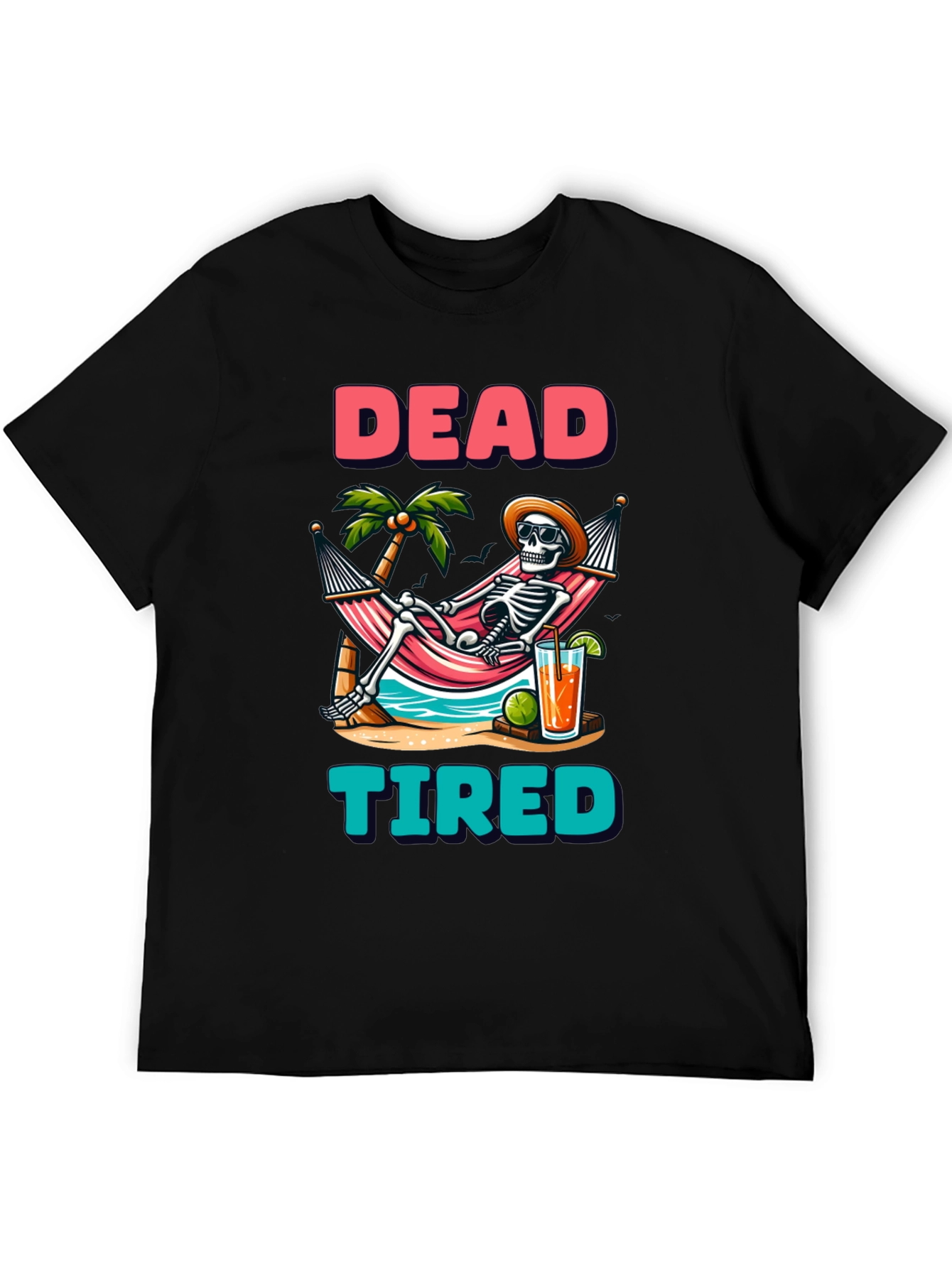 Dead Tired Skeleton Graphic T-Shirt