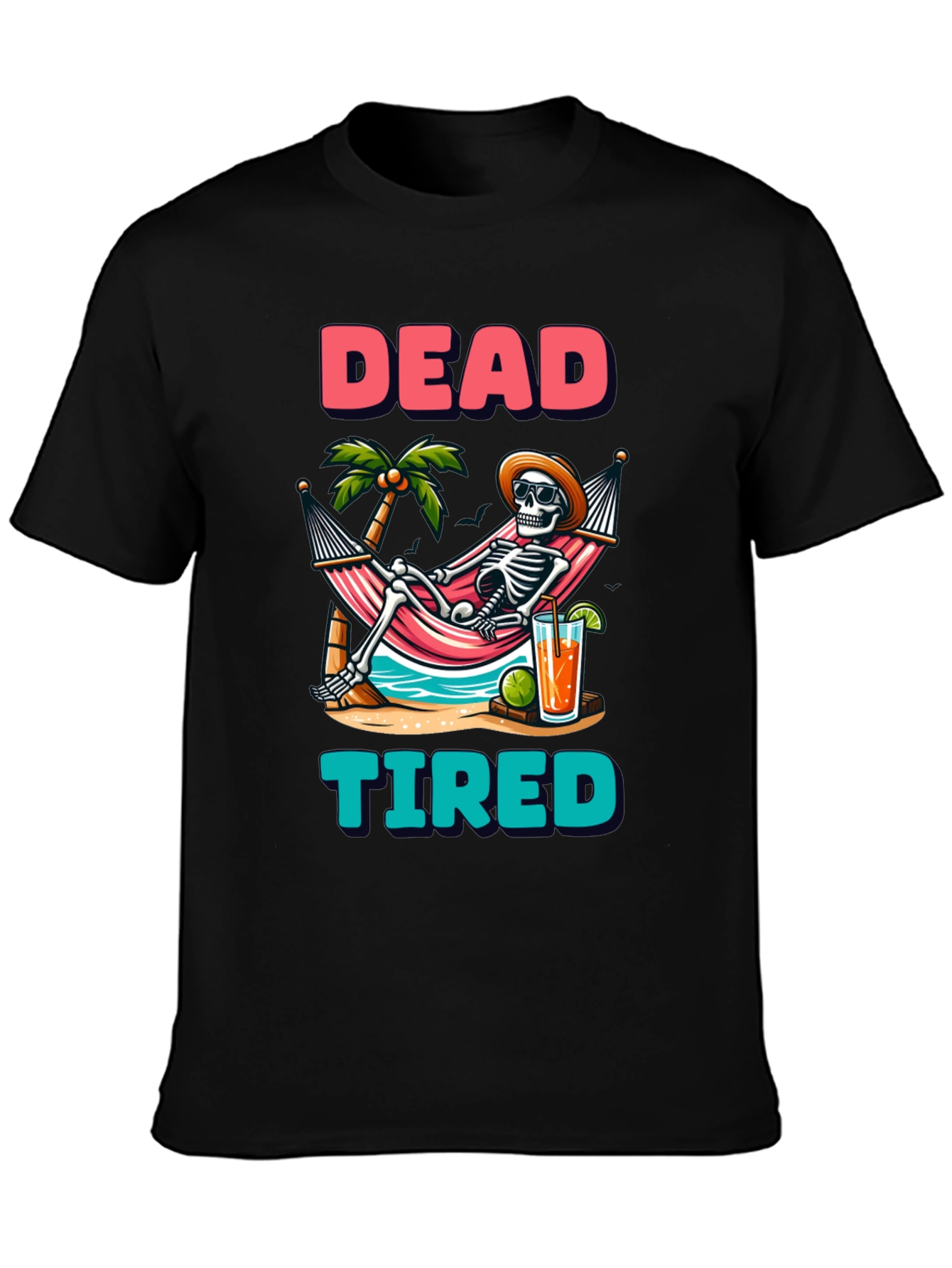 Dead Tired Skeleton Graphic T-Shirt