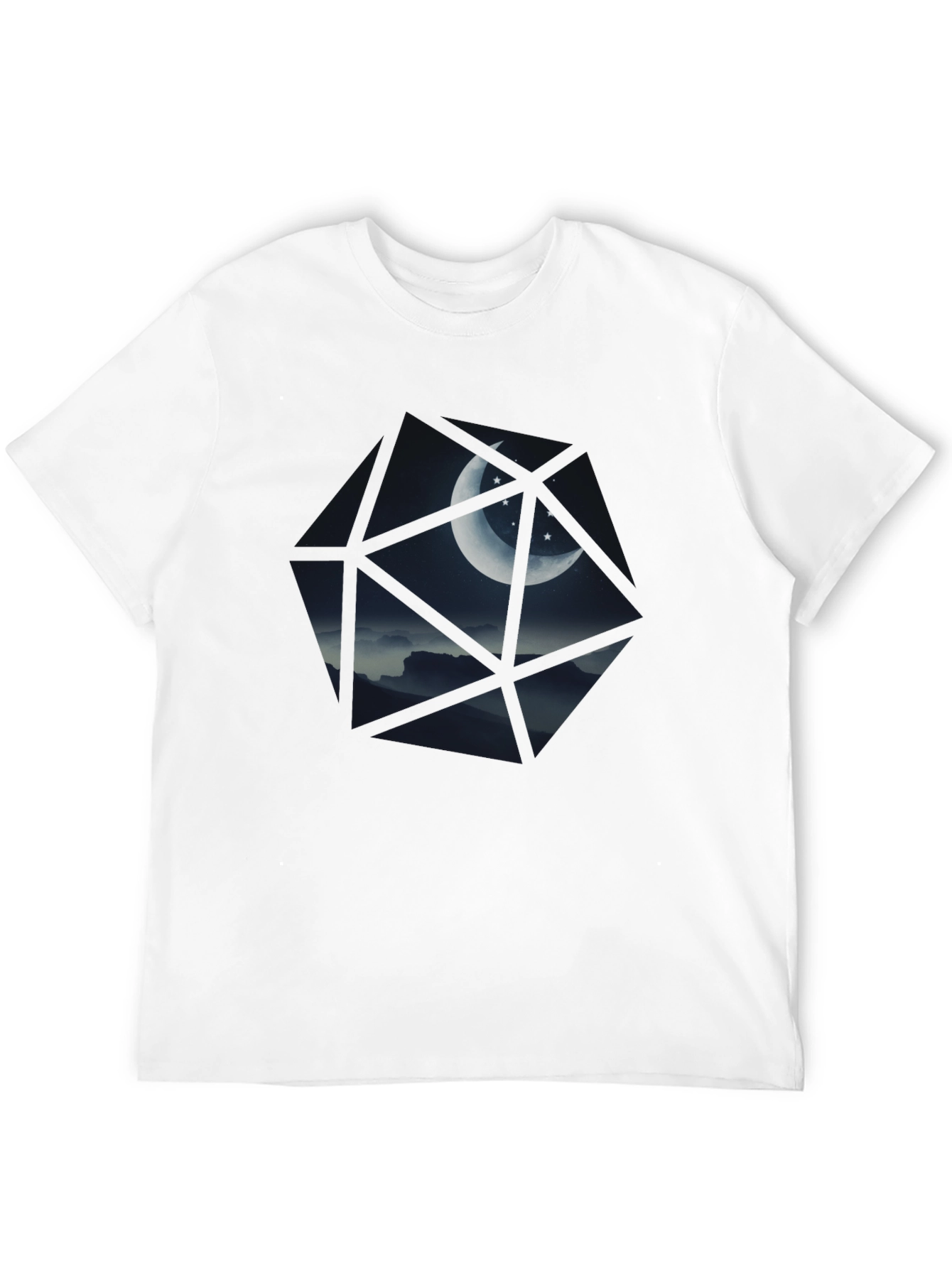 Geometric Moon & Stars Black T-Shirt