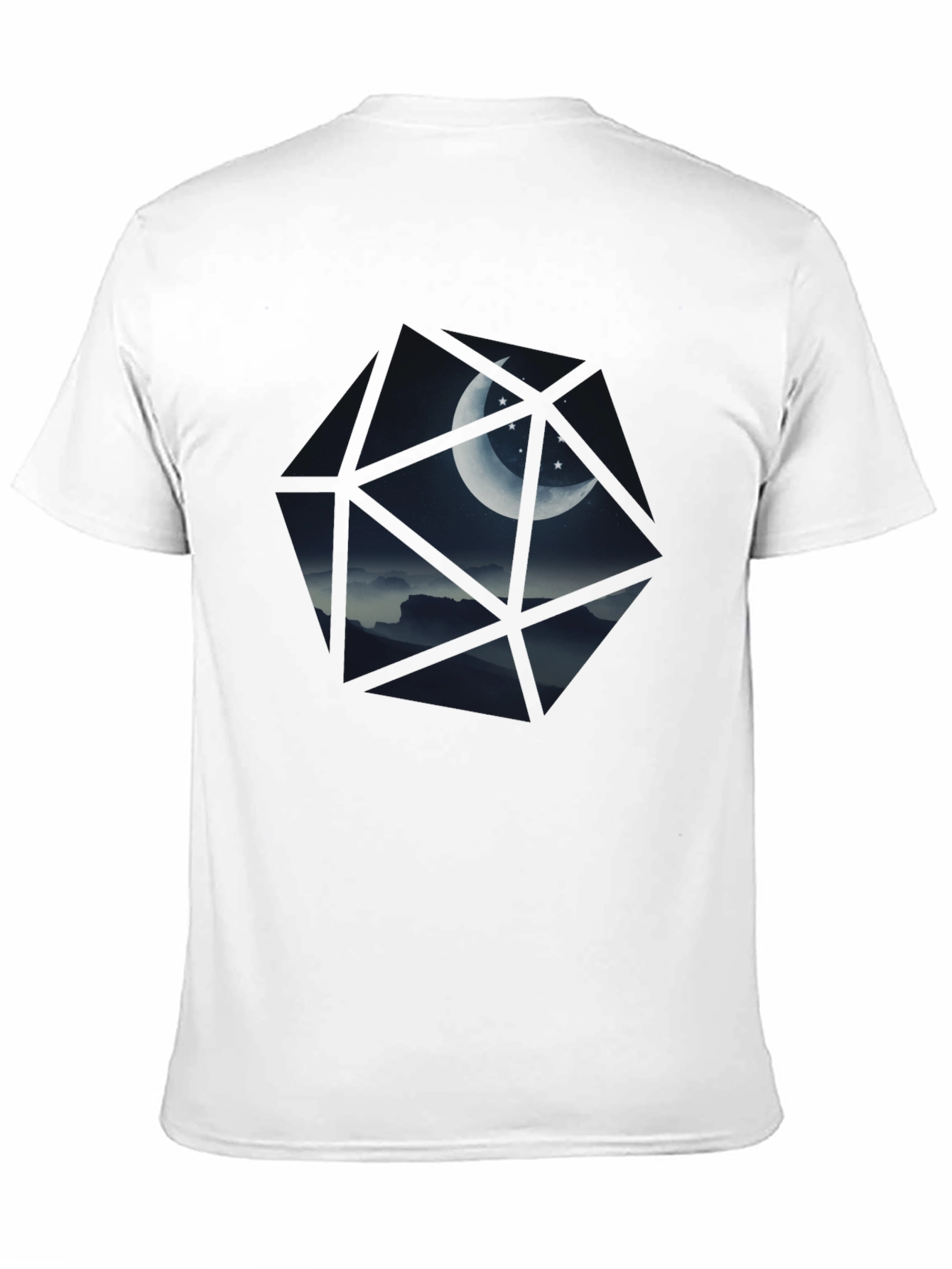 Geometric Moon & Stars Black T-Shirt