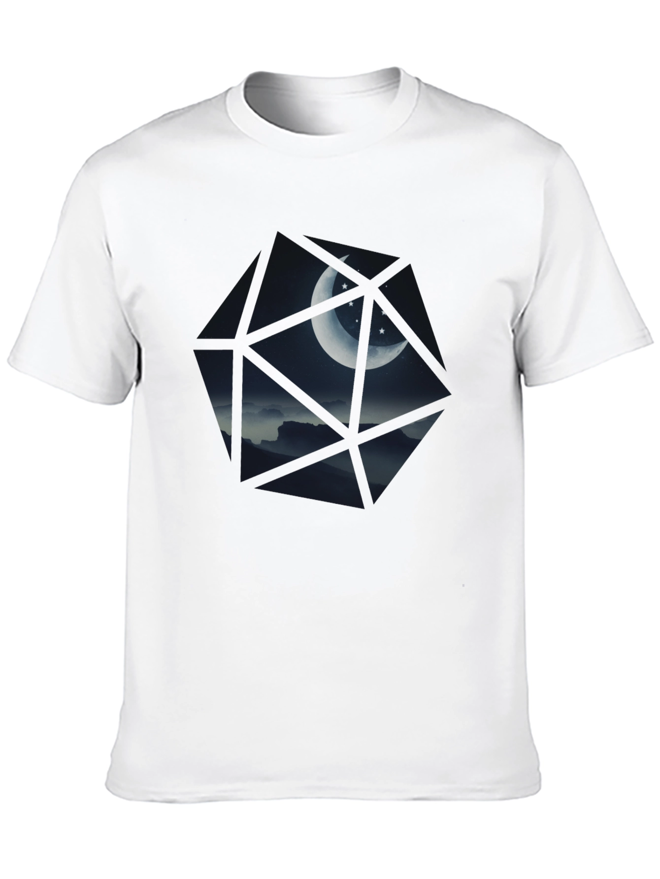 Geometric Moon & Stars Black T-Shirt
