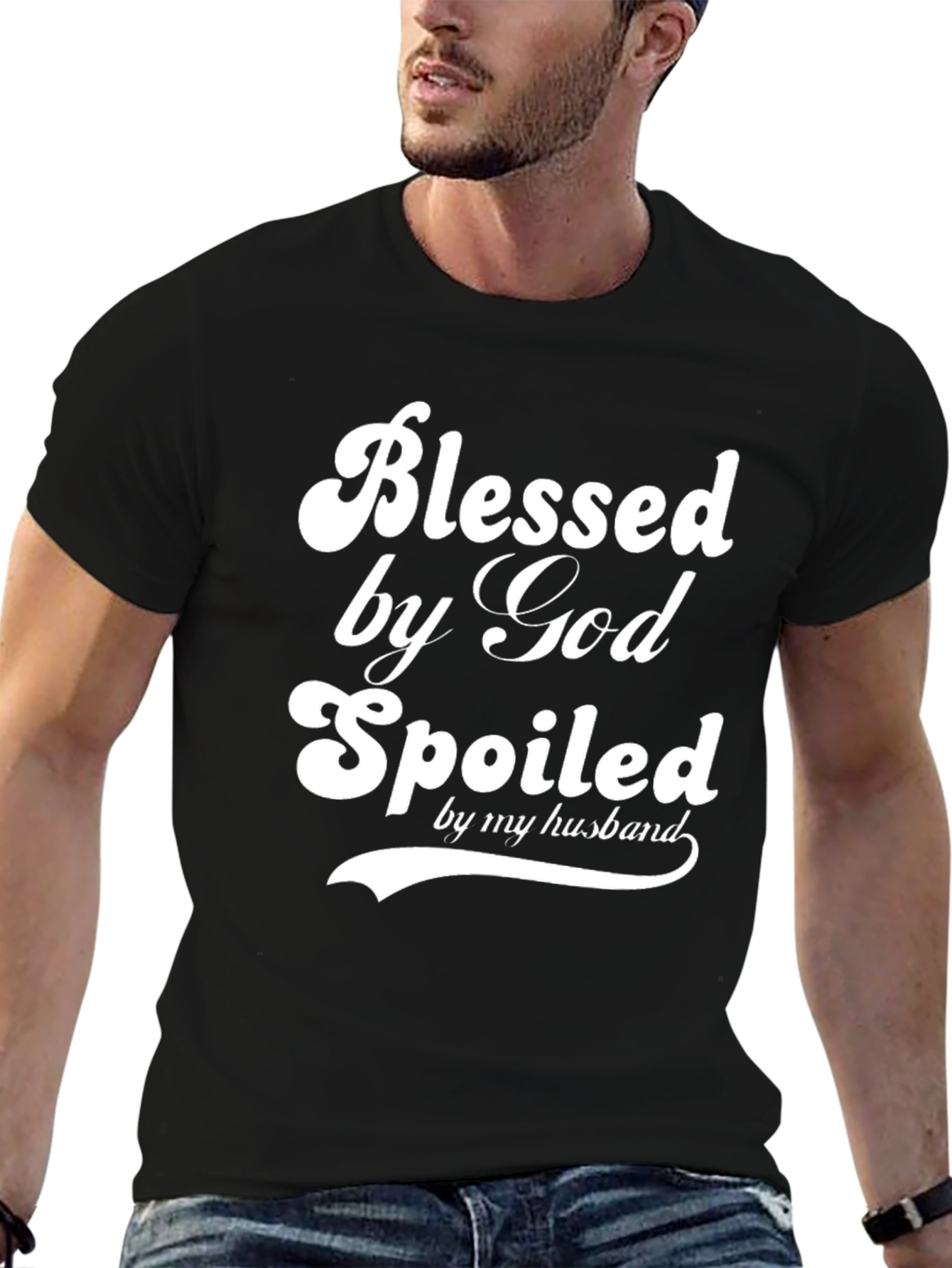 Blessed by God Spoiled by Husband Graphic Tee