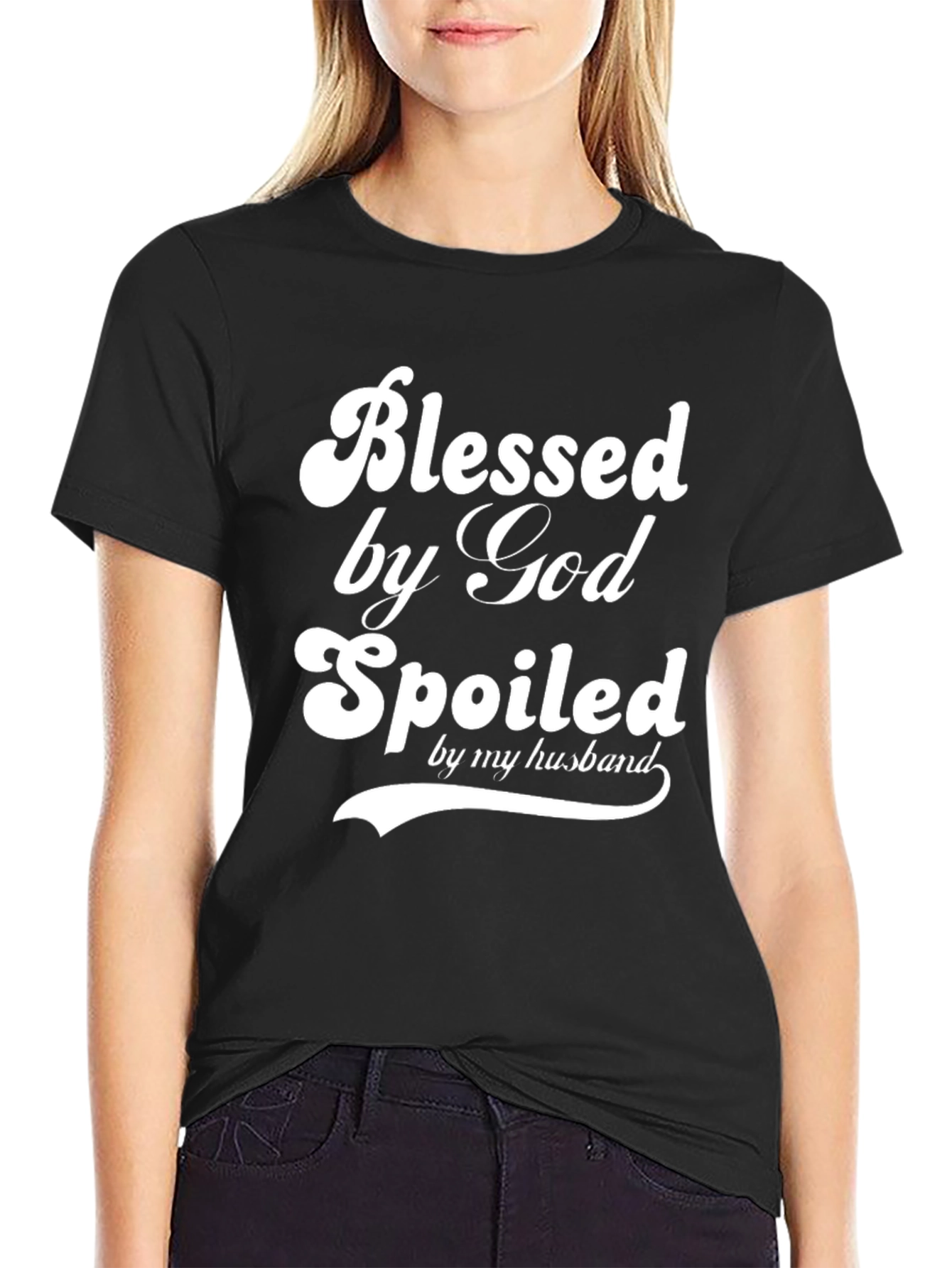 Blessed by God Spoiled by Husband Graphic Tee