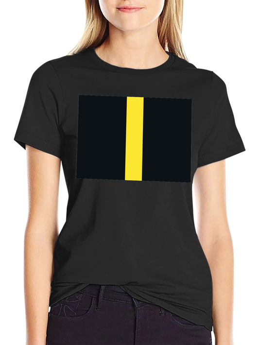 Black T-Shirt with Yellow Stripe
