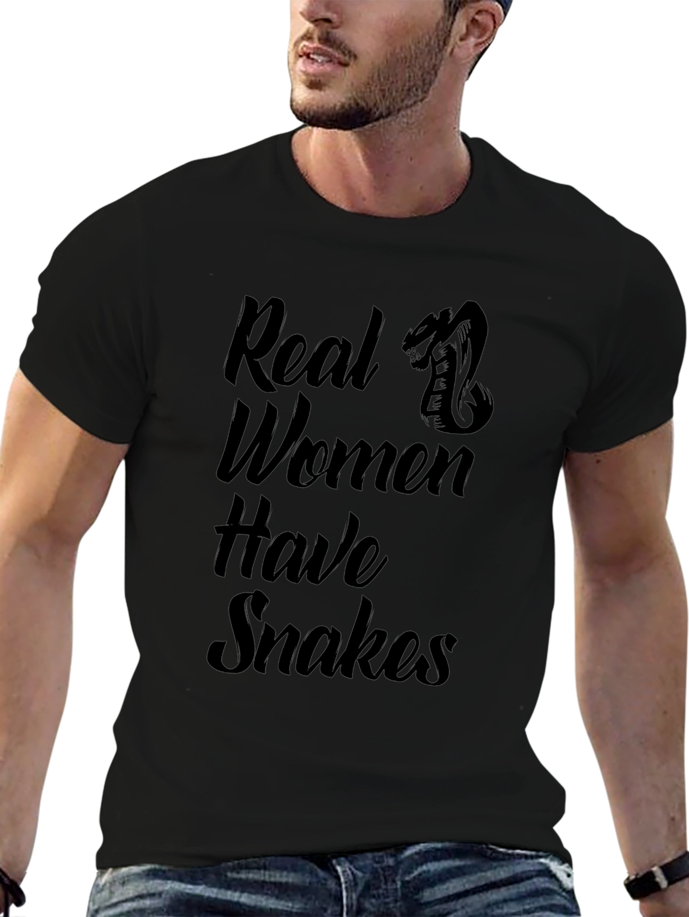 Real Women Have Snakes Graphic Tee - Black T-Shirt