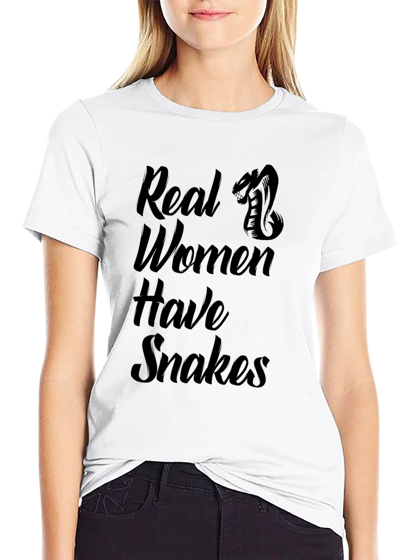 Real Women Have Snakes Graphic Tee - Black T-Shirt