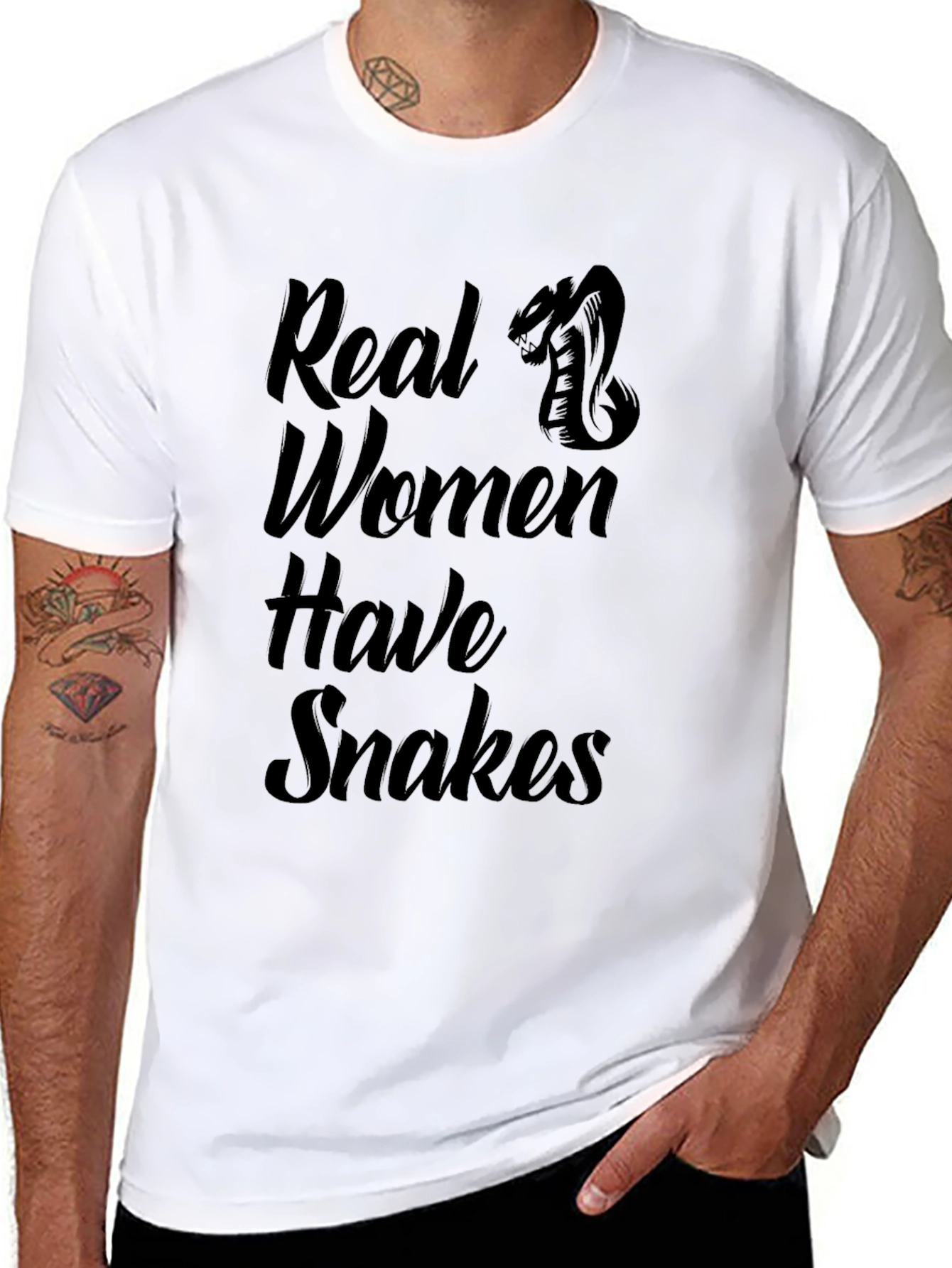 Real Women Have Snakes Graphic Tee - Black T-Shirt