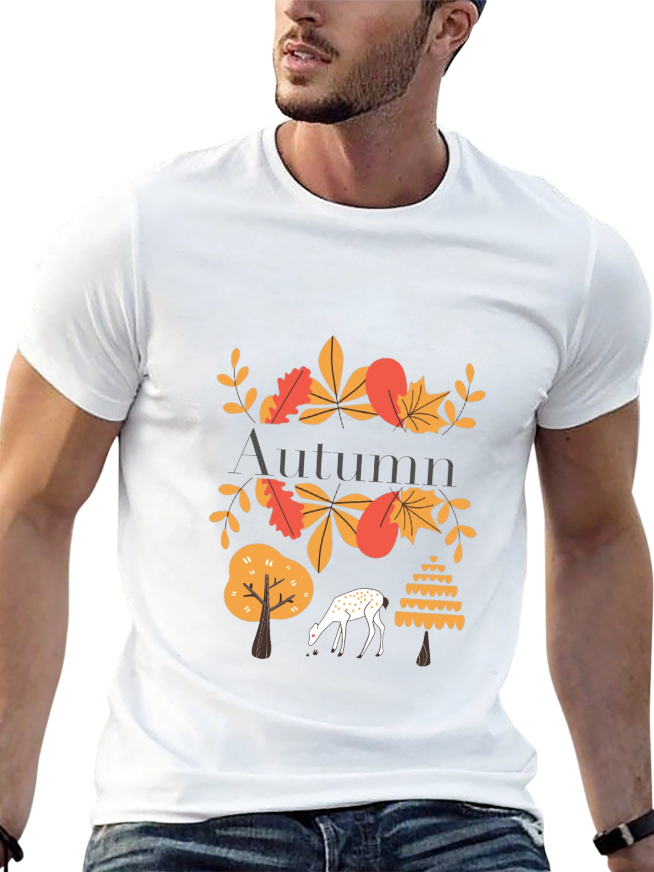 Autumn Deer Graphic Tee - Stylish Mens T-Shirt