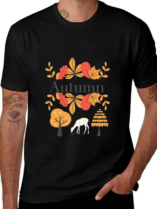 Autumn Deer Graphic Tee - Stylish Mens T-Shirt
