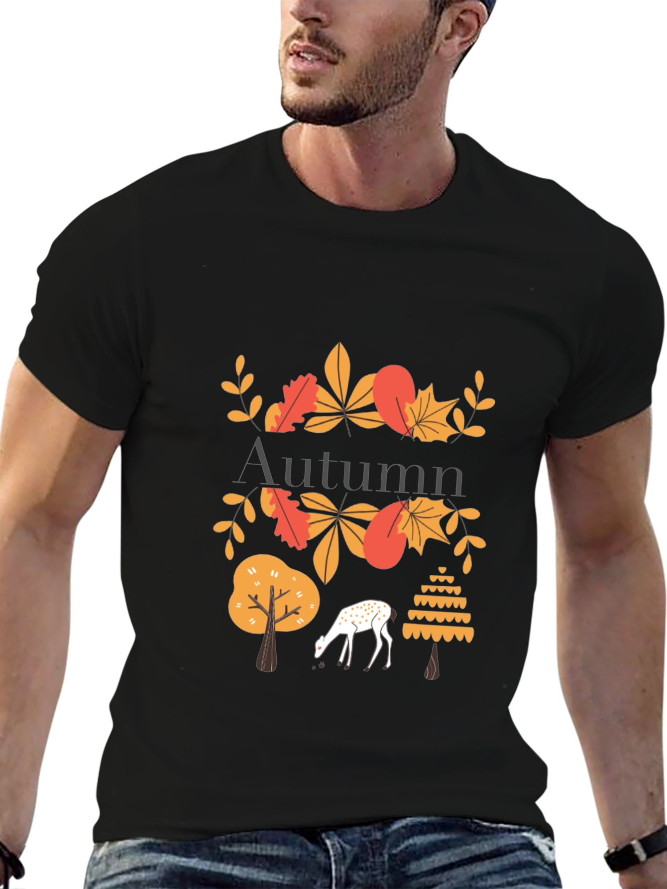 Autumn Deer Graphic Tee - Stylish Mens T-Shirt