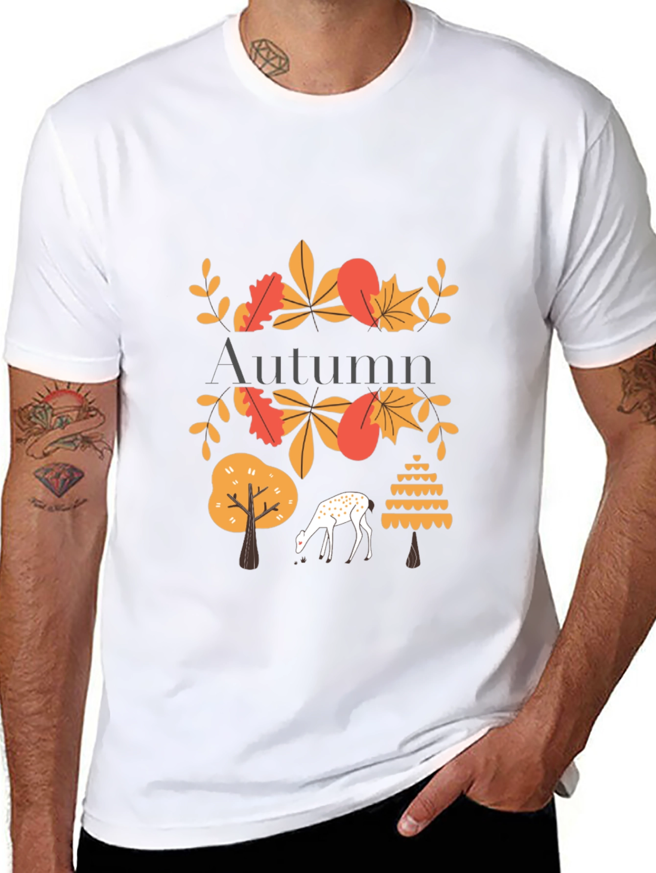Autumn Deer Graphic Tee - Stylish Mens T-Shirt