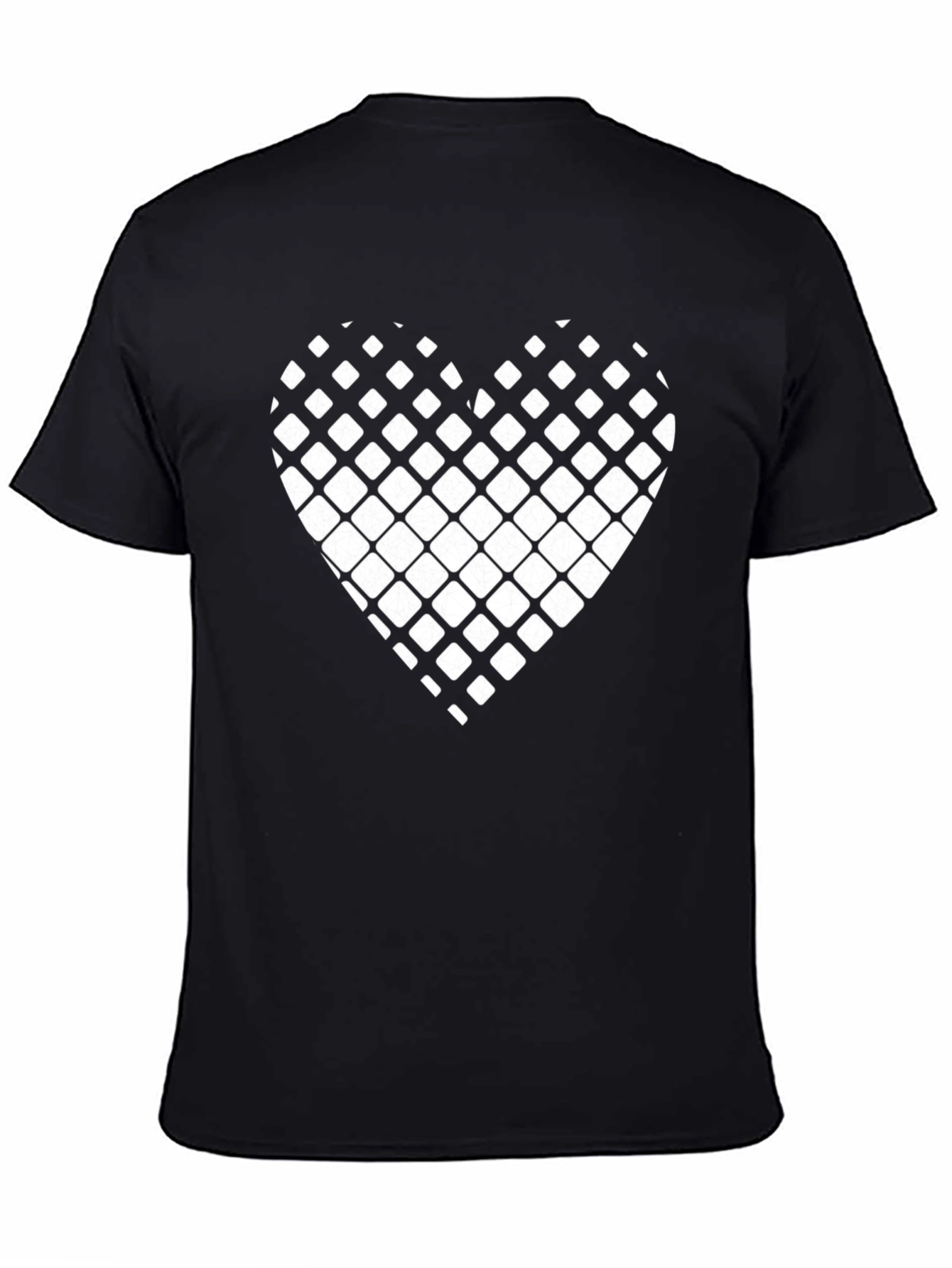Modern Grid Heart Black T-Shirt
