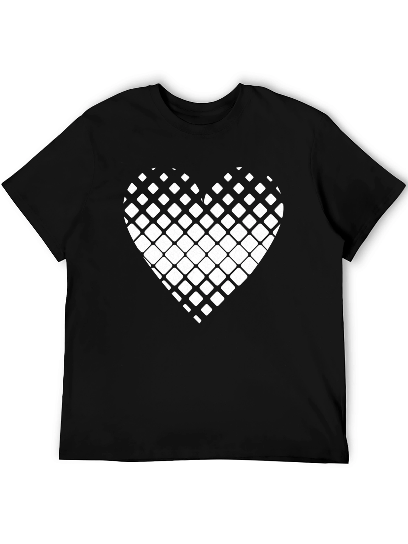 Modern Grid Heart Black T-Shirt