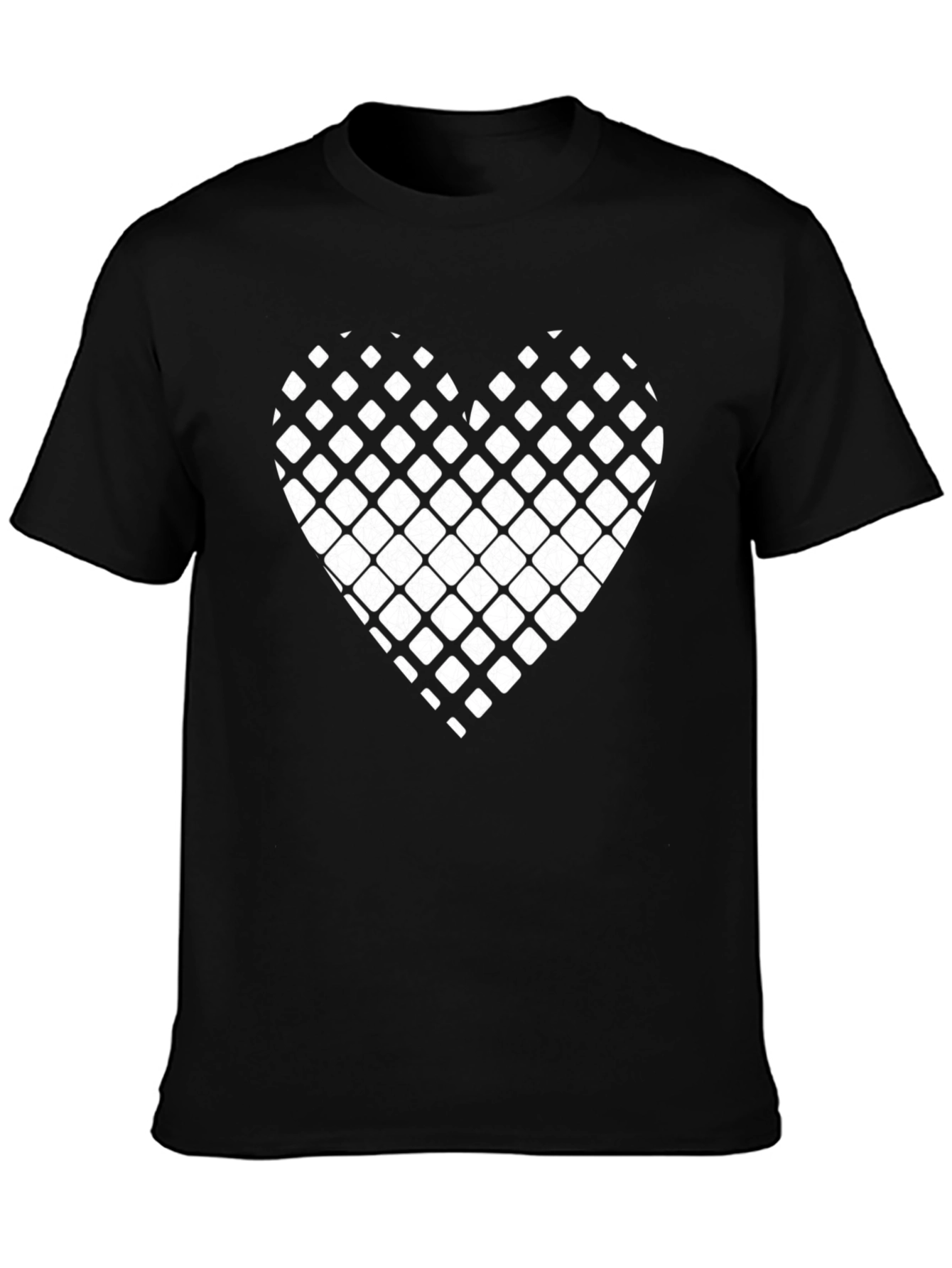 Modern Grid Heart Black T-Shirt