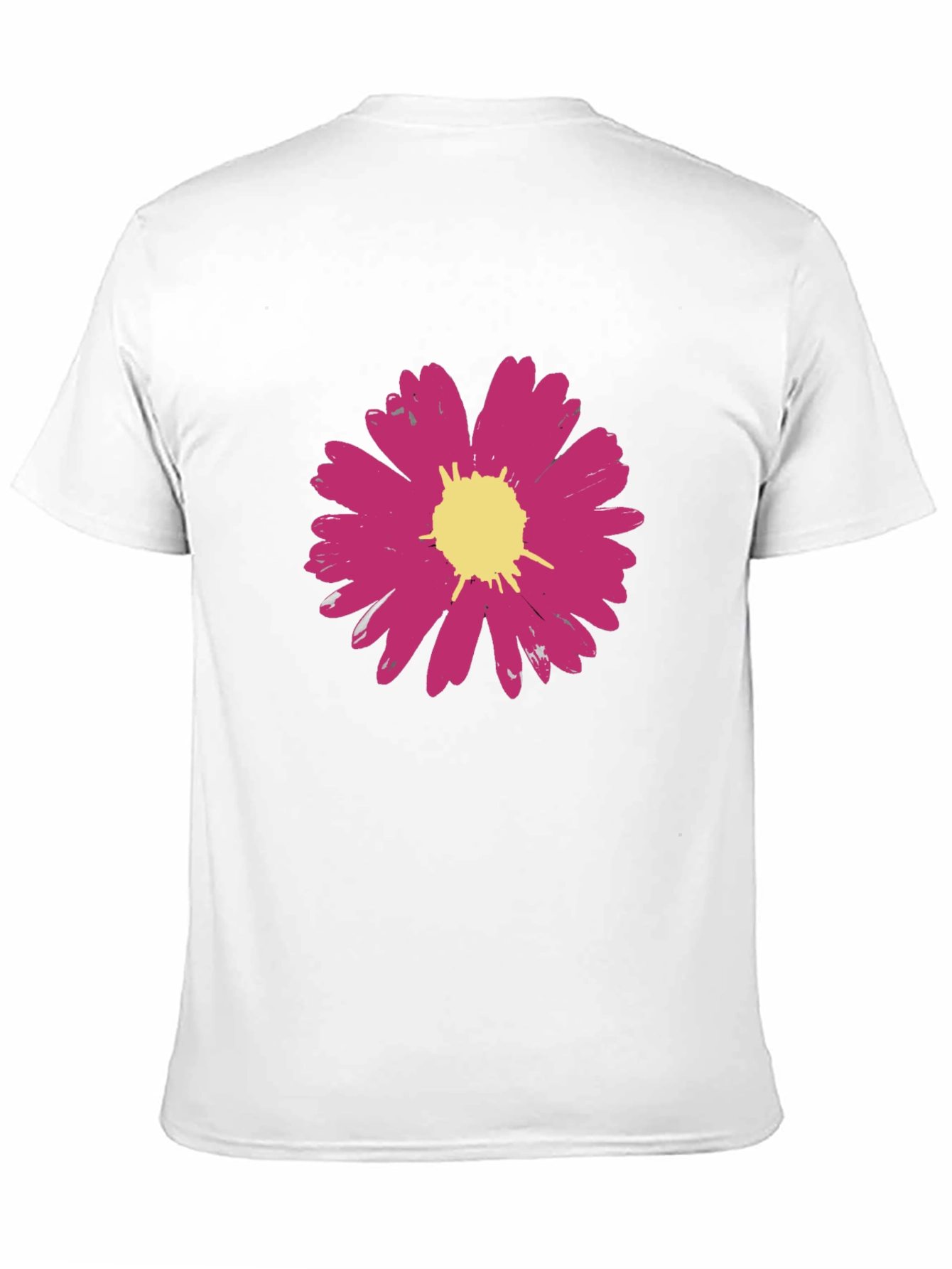Pink Flower Graphic Black T-Shirt