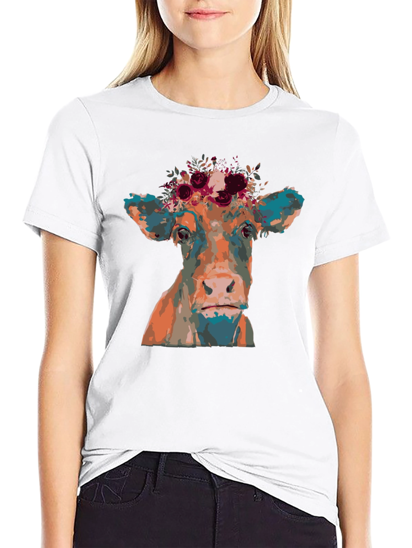 Cow Floral Crown Graphic Tee - Unisex