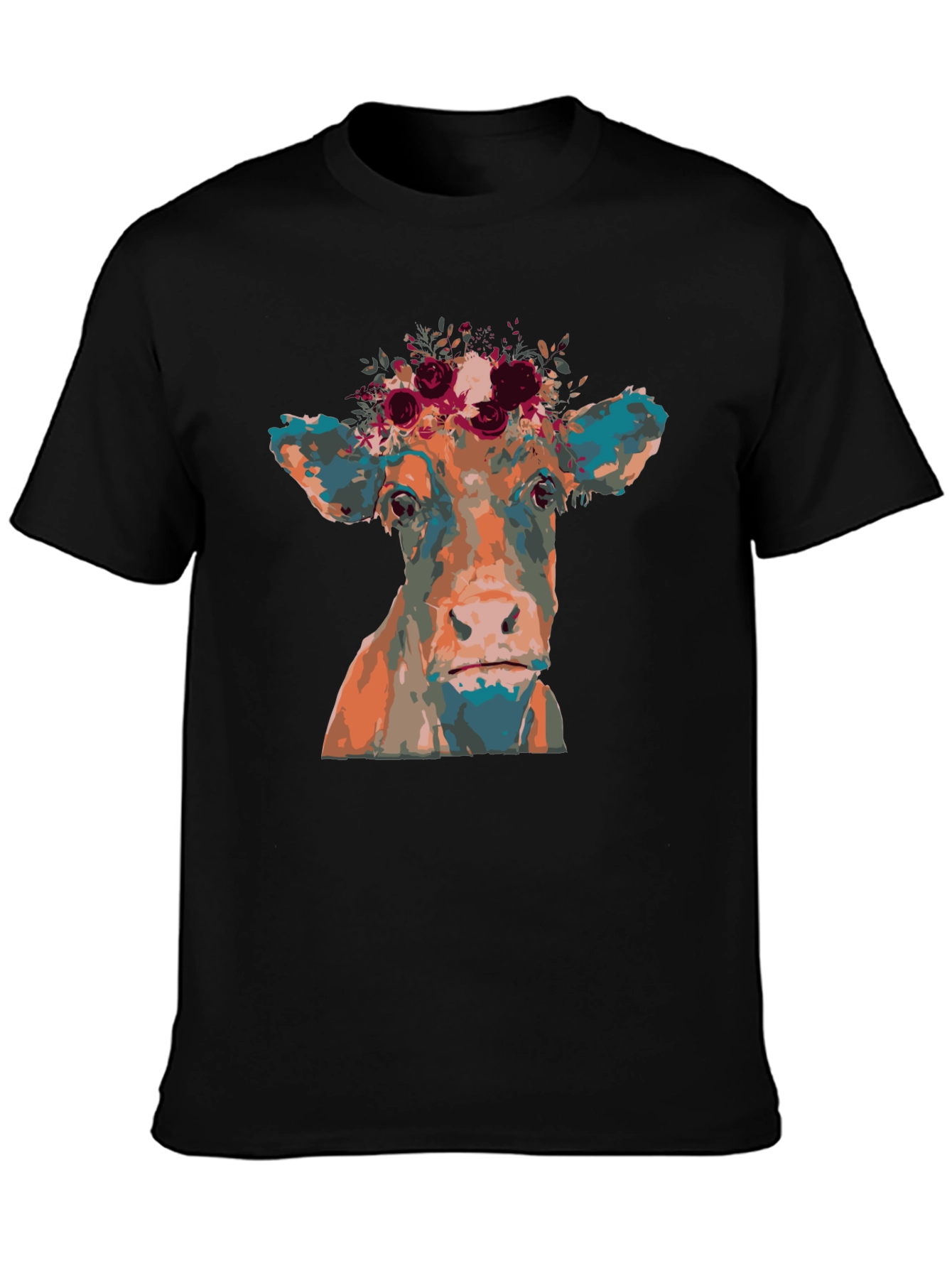 Cow Floral Crown Graphic Tee - Unisex