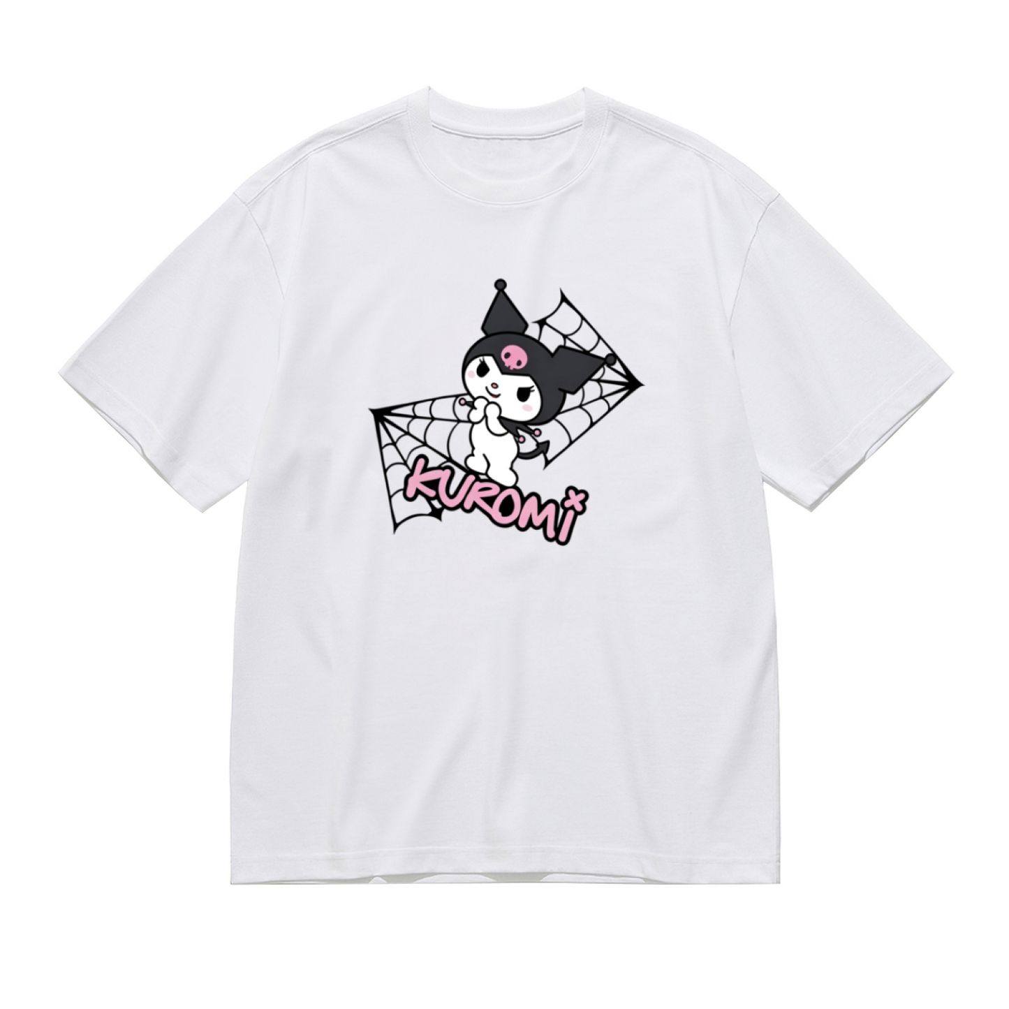 Plus Size Women Cool Kuromi Spider Web Cartoon Print Daily Tee