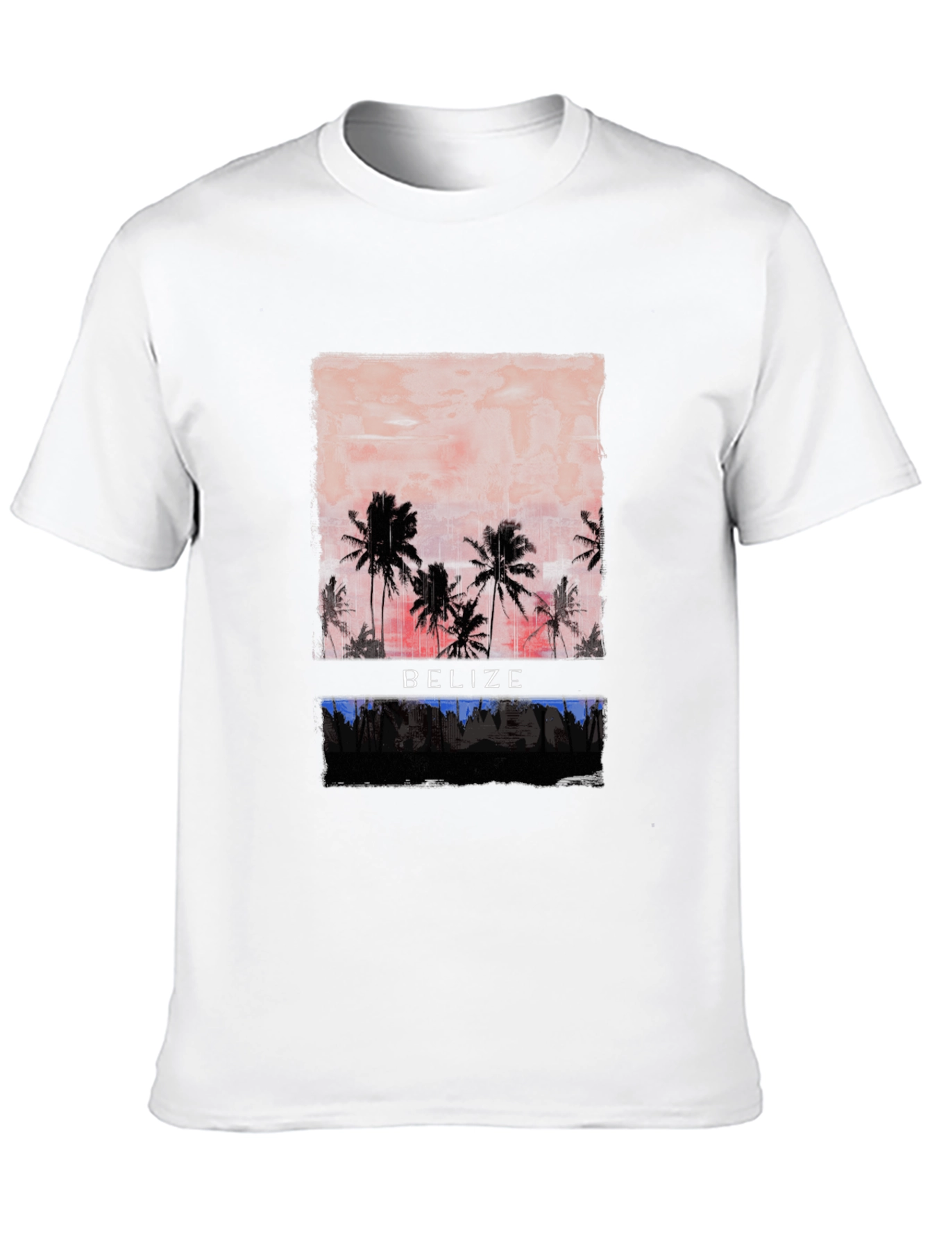 Belize Palm Tree Sunset Graphic Tee