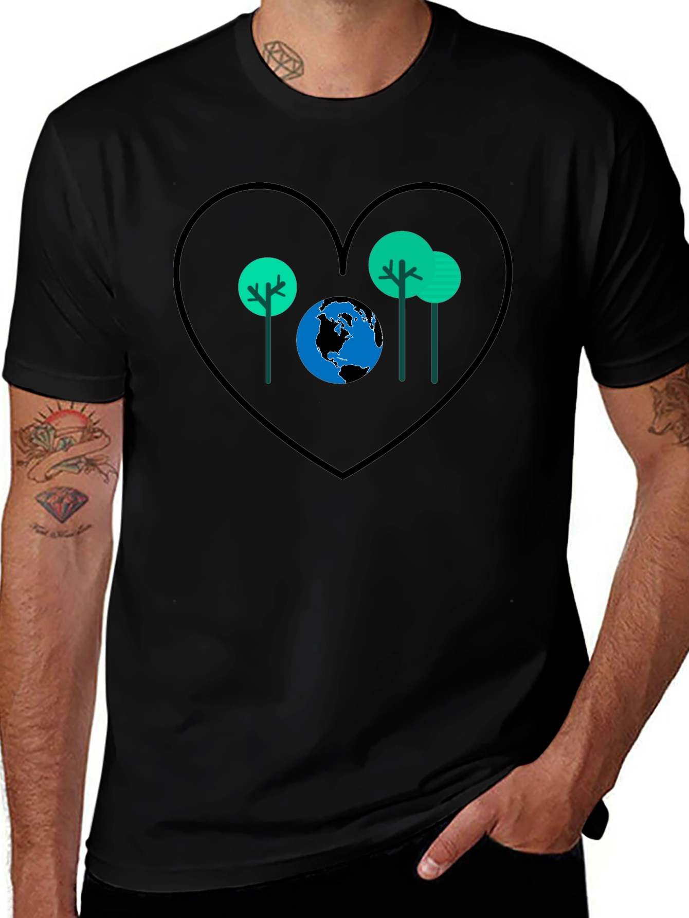 Earth Day Heart Tee: Eco-Friendly Graphic T-Shirt