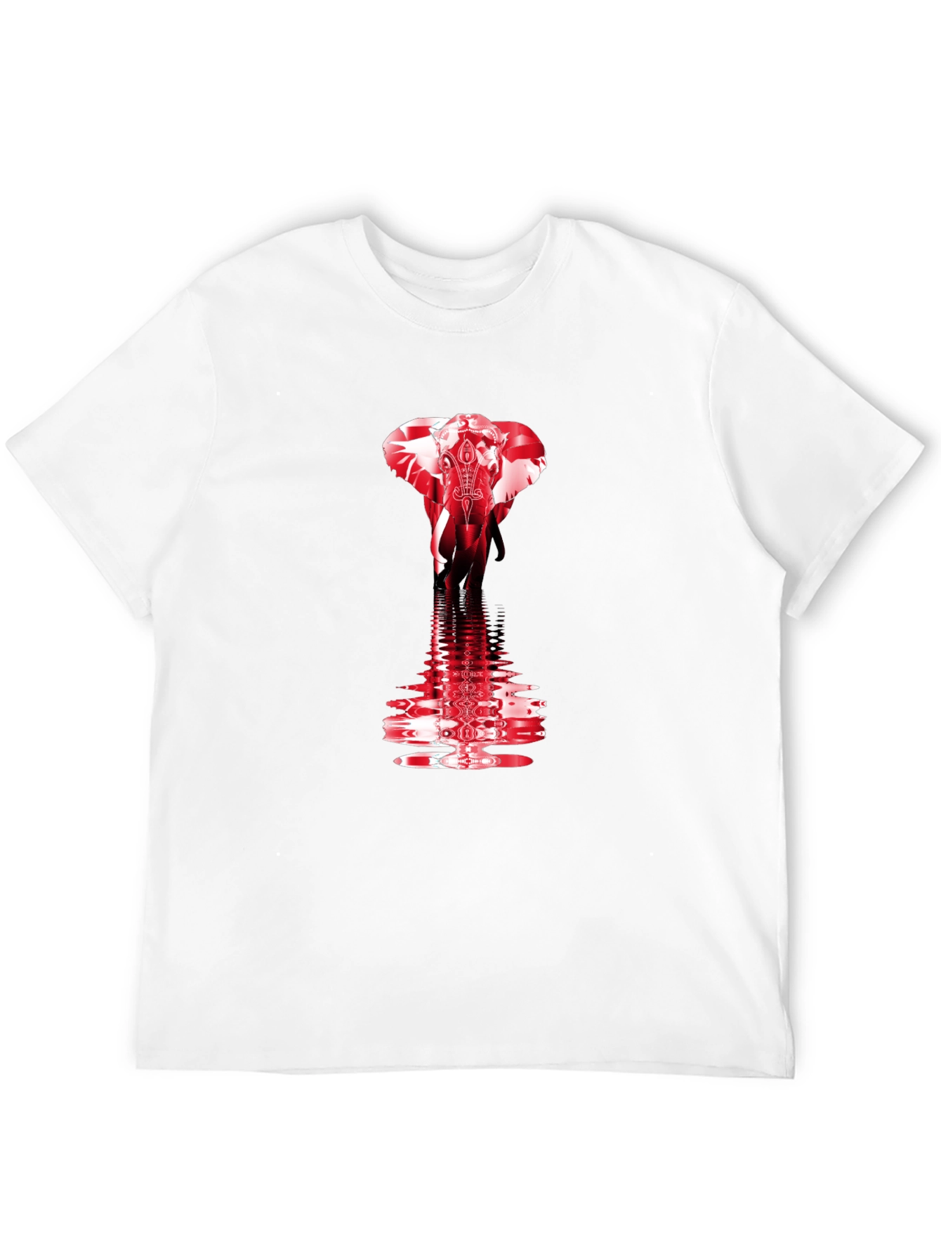 Red Elephant Graphic Print Black T-Shirt