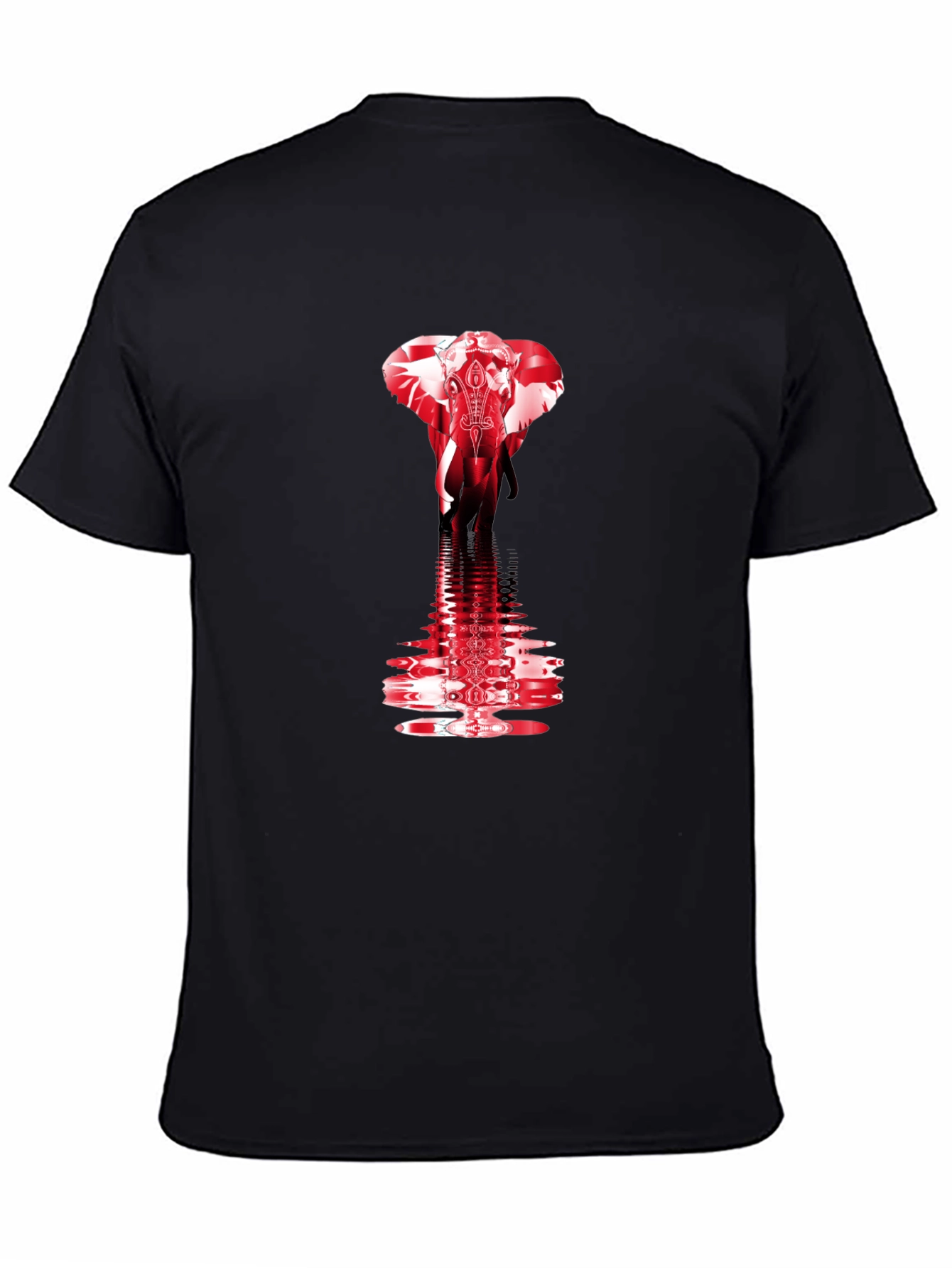Red Elephant Graphic Print Black T-Shirt