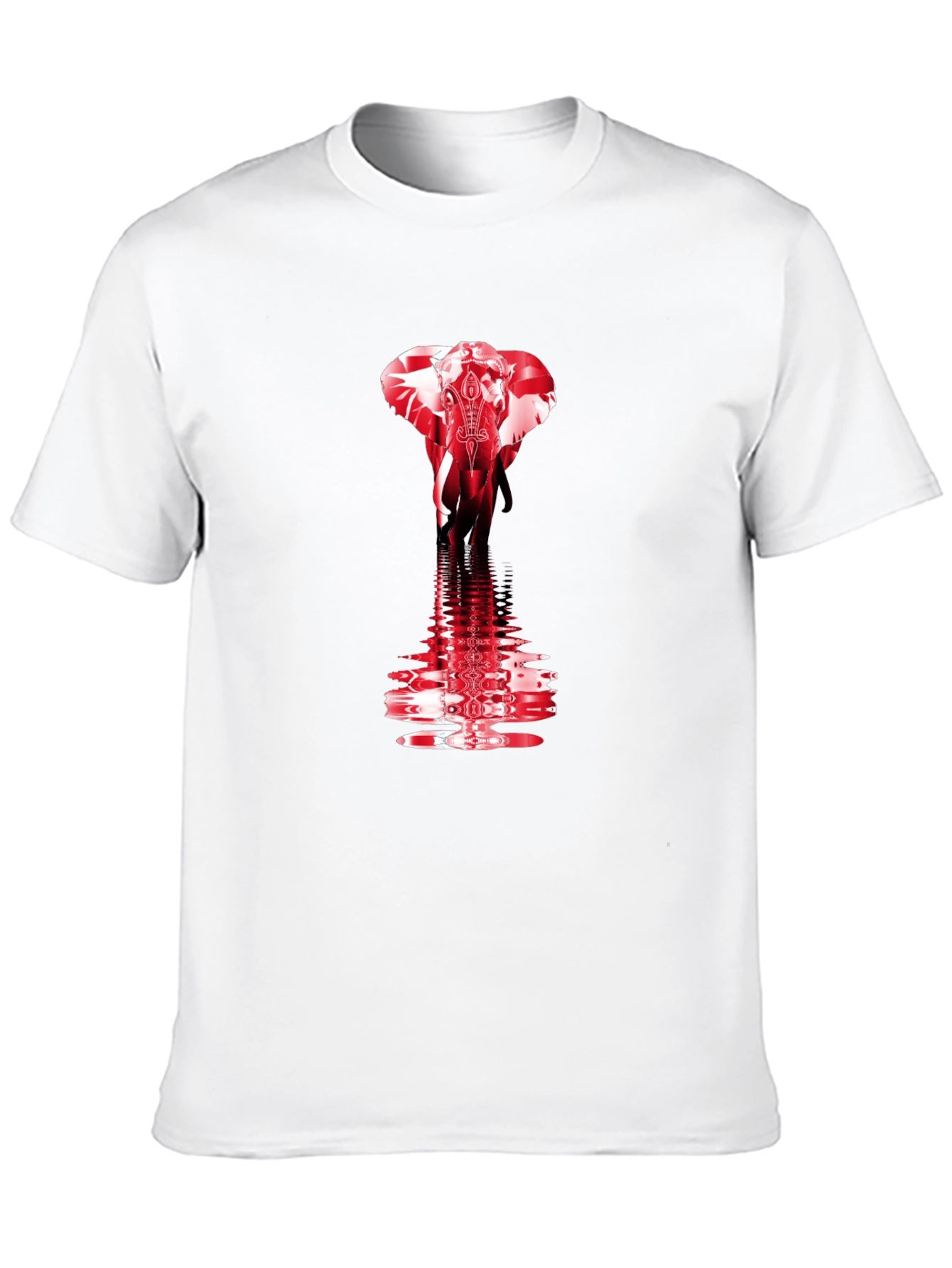 Red Elephant Graphic Print Black T-Shirt