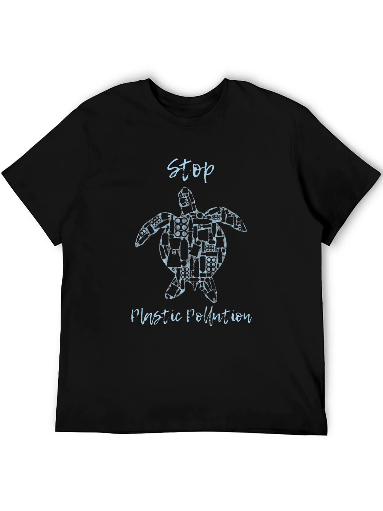 Stop Plastic Pollution Turtle Graphic Tee - Black