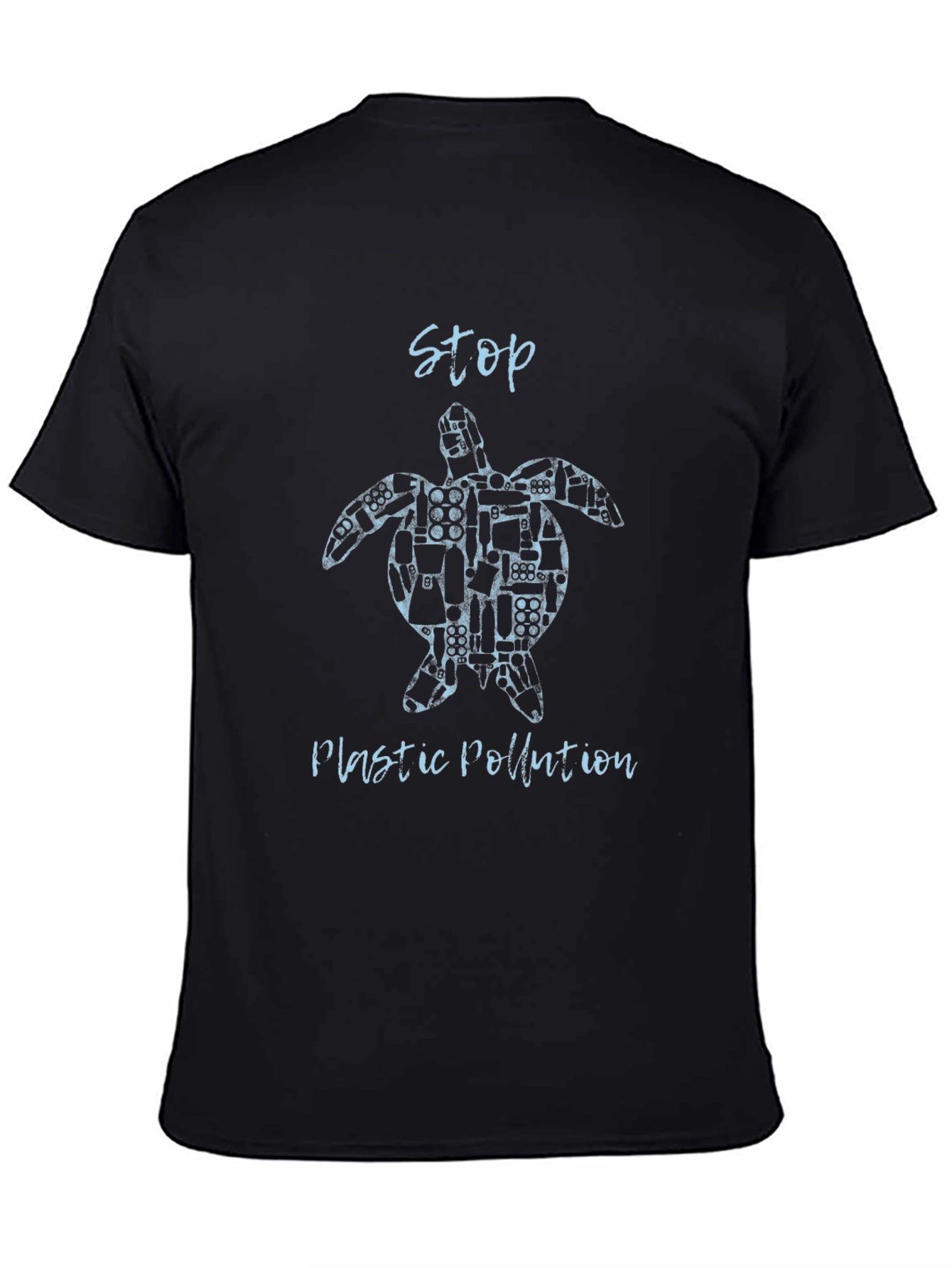 Stop Plastic Pollution Turtle Graphic Tee - Black