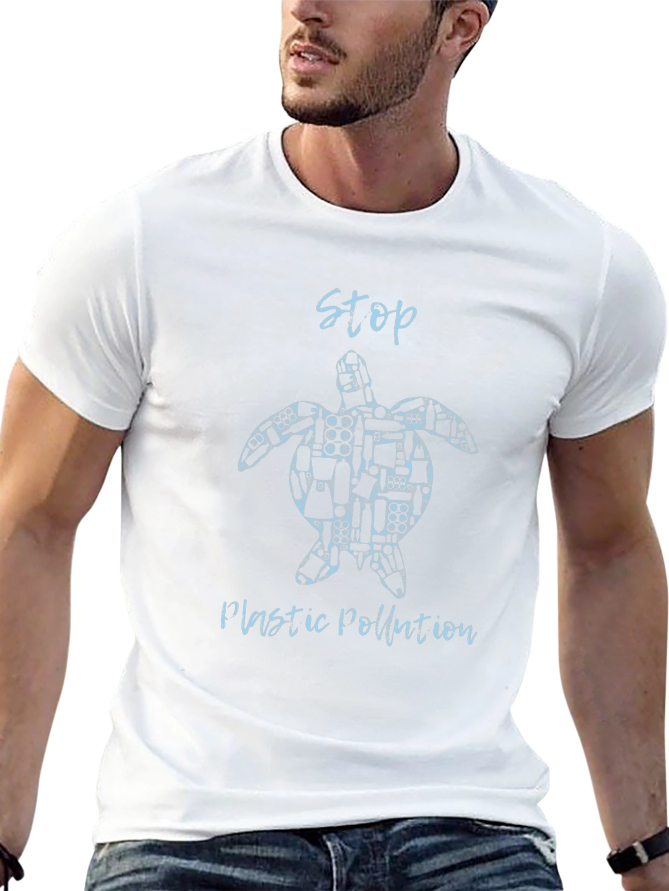 Stop Plastic Pollution Turtle Graphic Tee - Black
