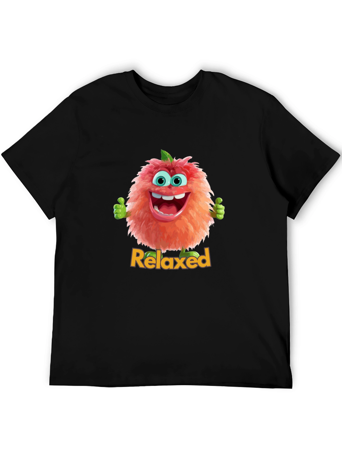 Relaxed Fuzzy Character Black T-Shirt