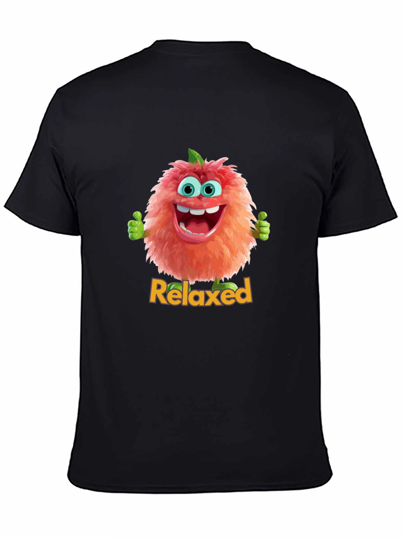 Relaxed Fuzzy Character Black T-Shirt