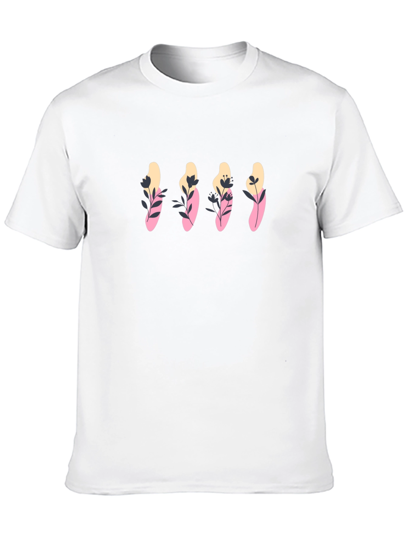 Black Graphic Tee with Floral Design