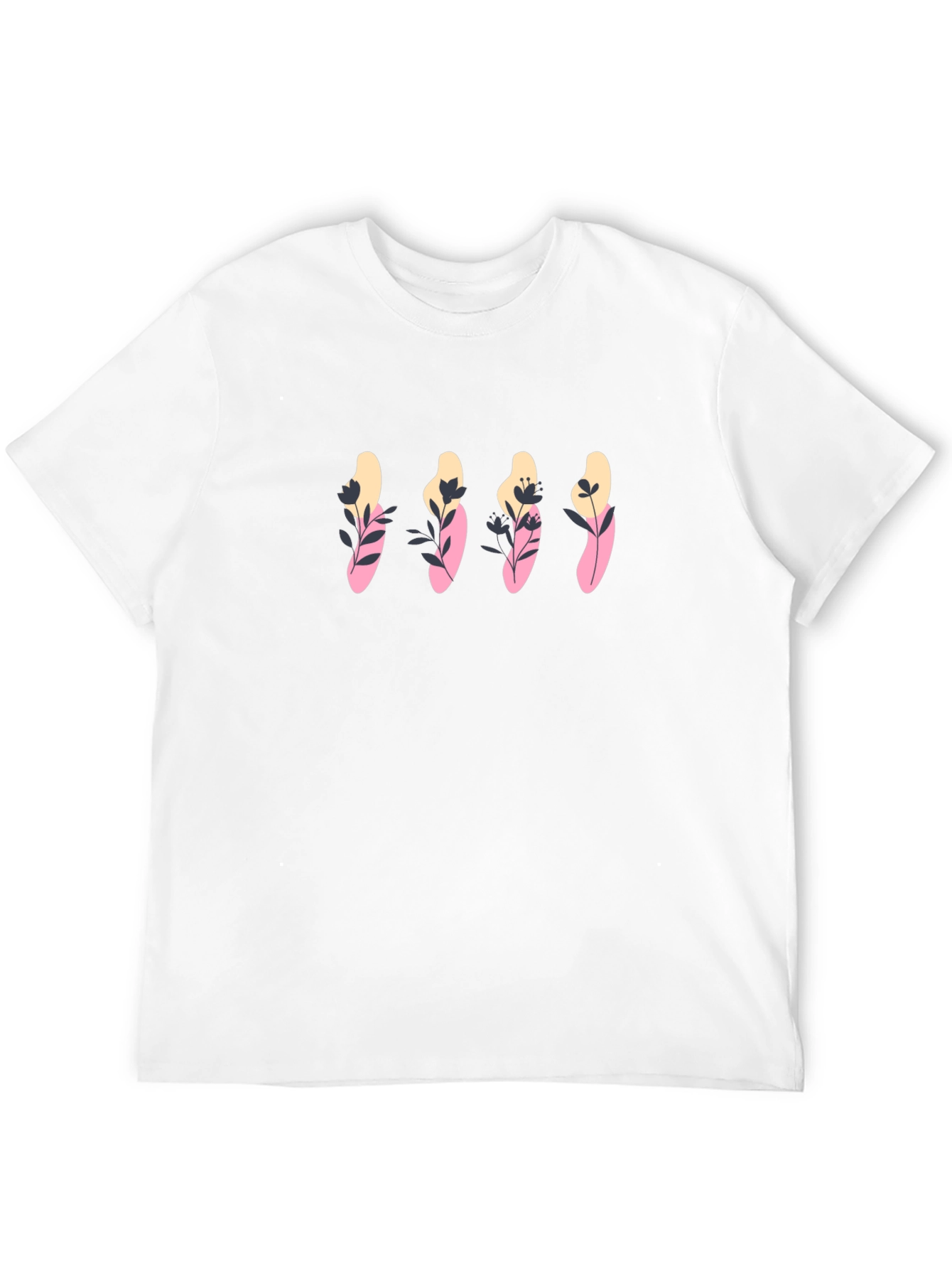 Black Graphic Tee with Floral Design