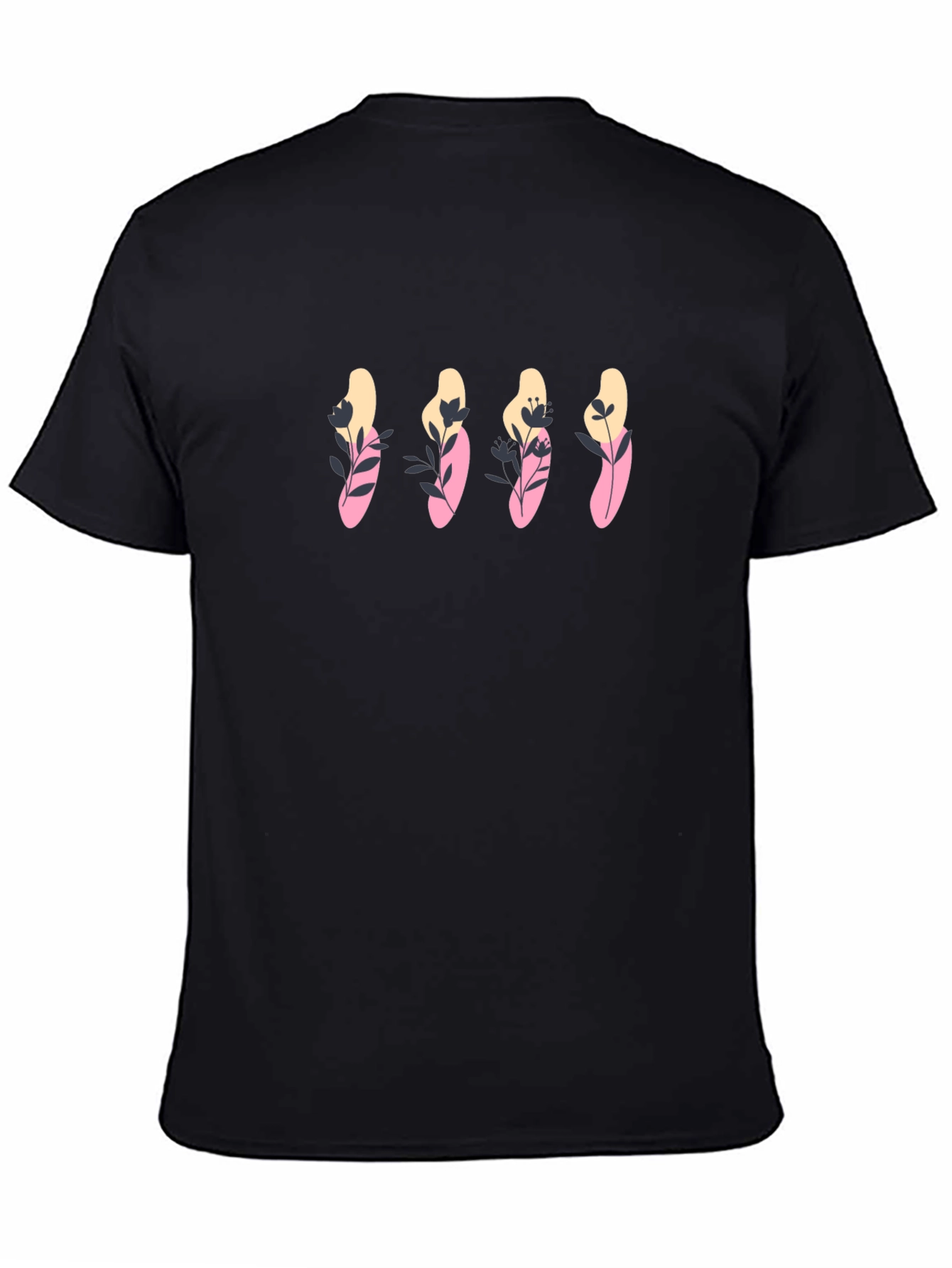 Black Graphic Tee with Floral Design