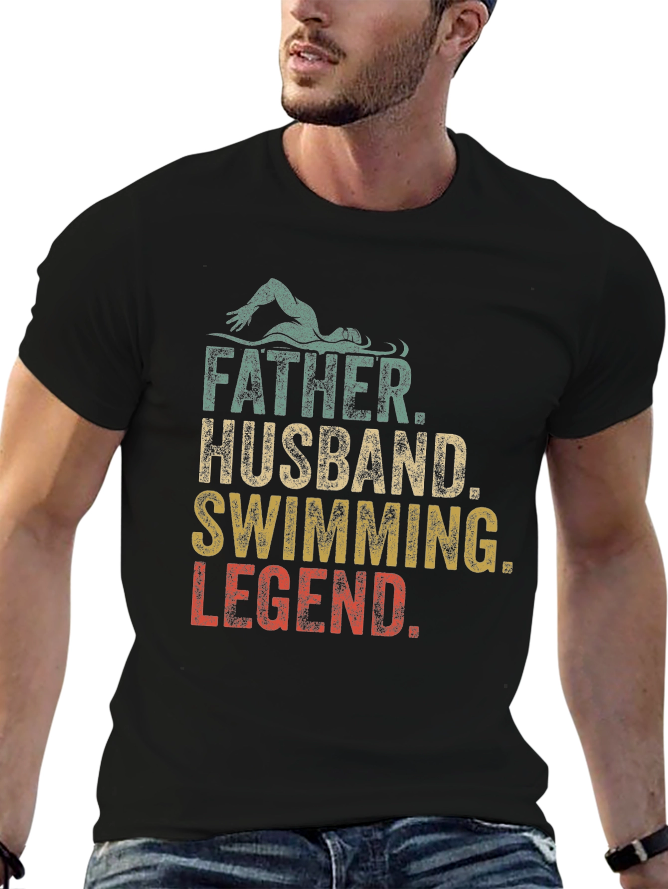Father Husband Swimming Legend Graphic Tee