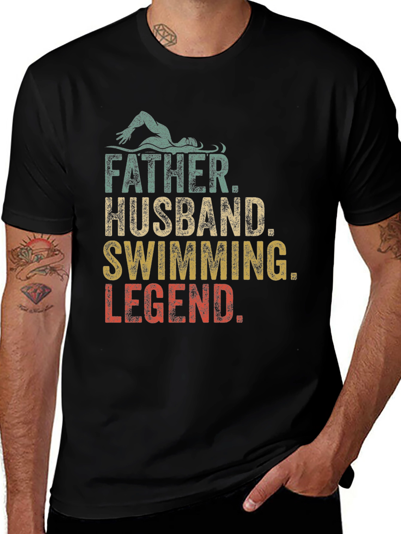 Father Husband Swimming Legend Graphic Tee