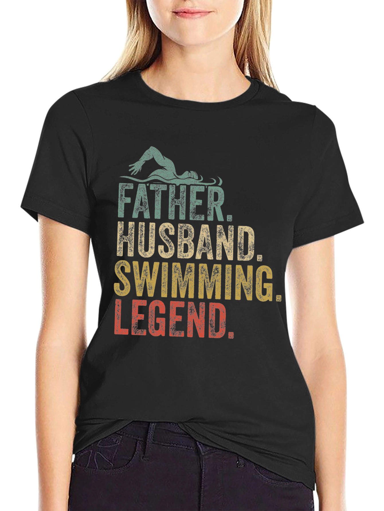 Father Husband Swimming Legend Graphic Tee