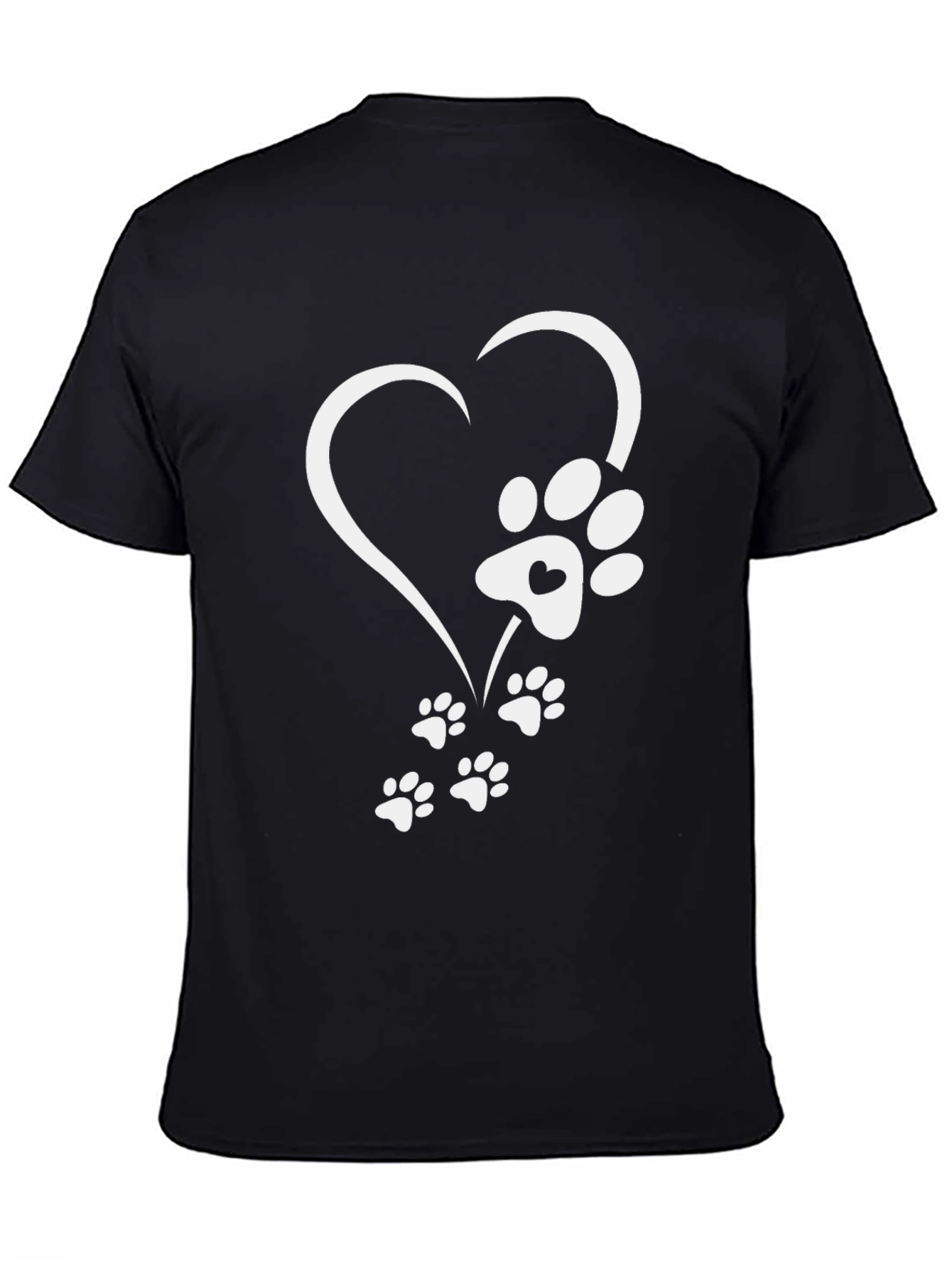 Dog Paw Heart T-Shirt - Black
