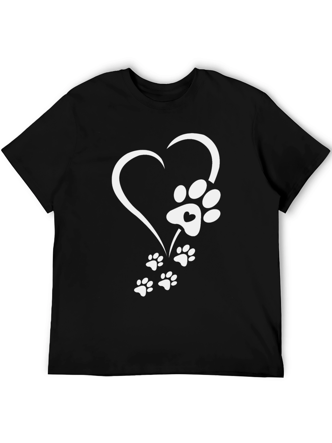 Dog Paw Heart T-Shirt - Black