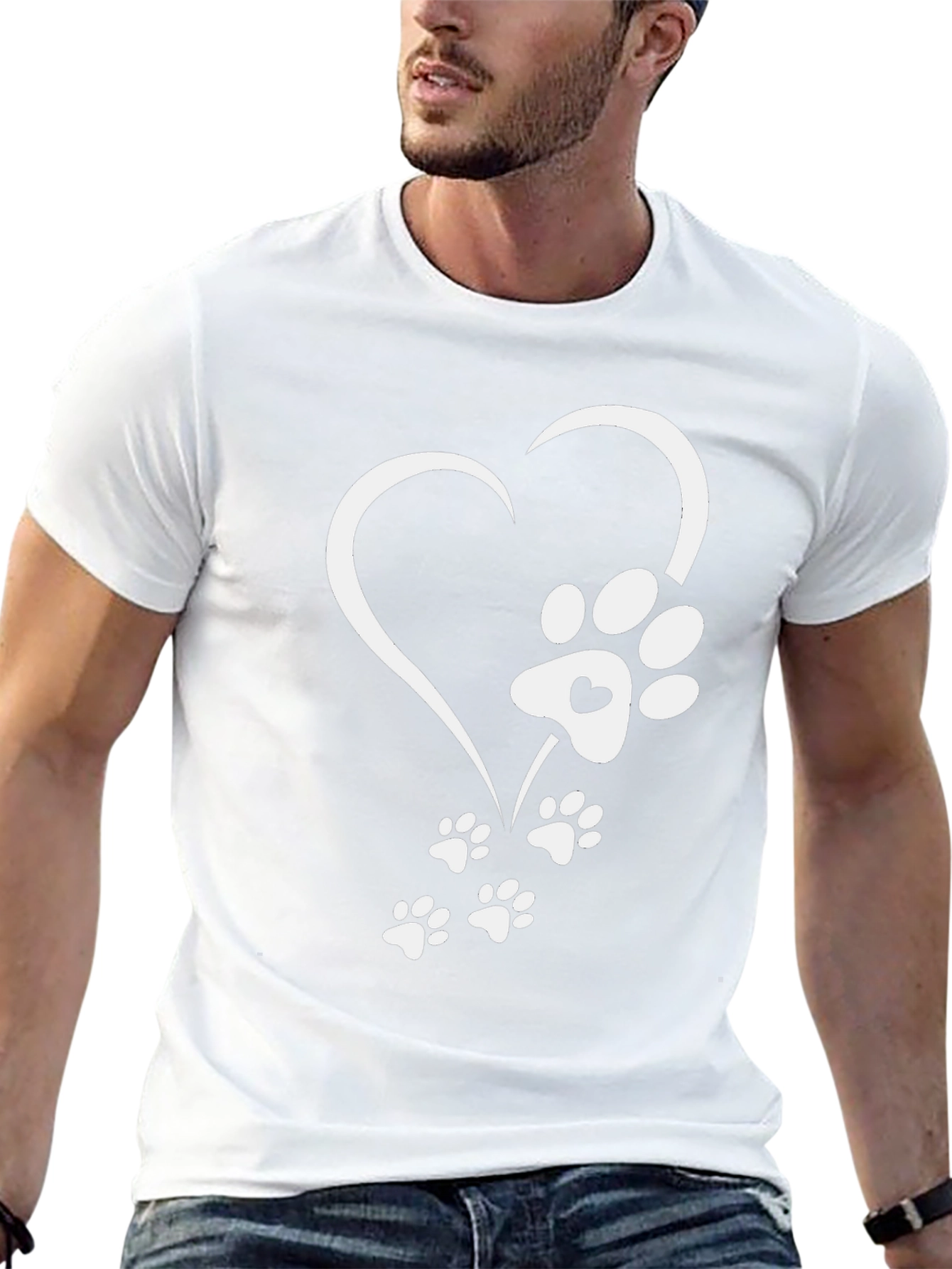 Dog Paw Heart T-Shirt - Black